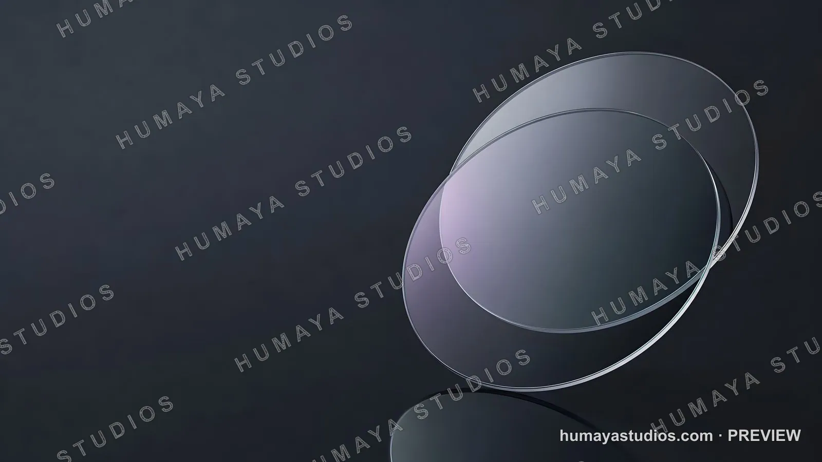 Glass optical lenses stacked on dark background, technology concept