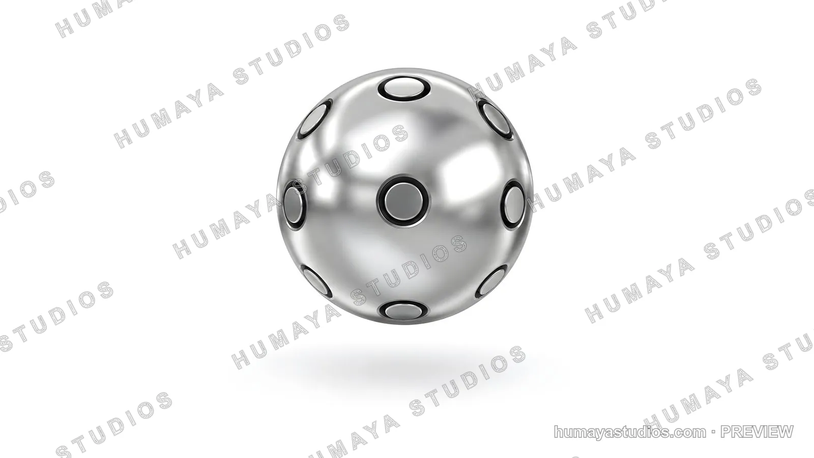 Metallic orb with futuristic circular patterns and sleek surface