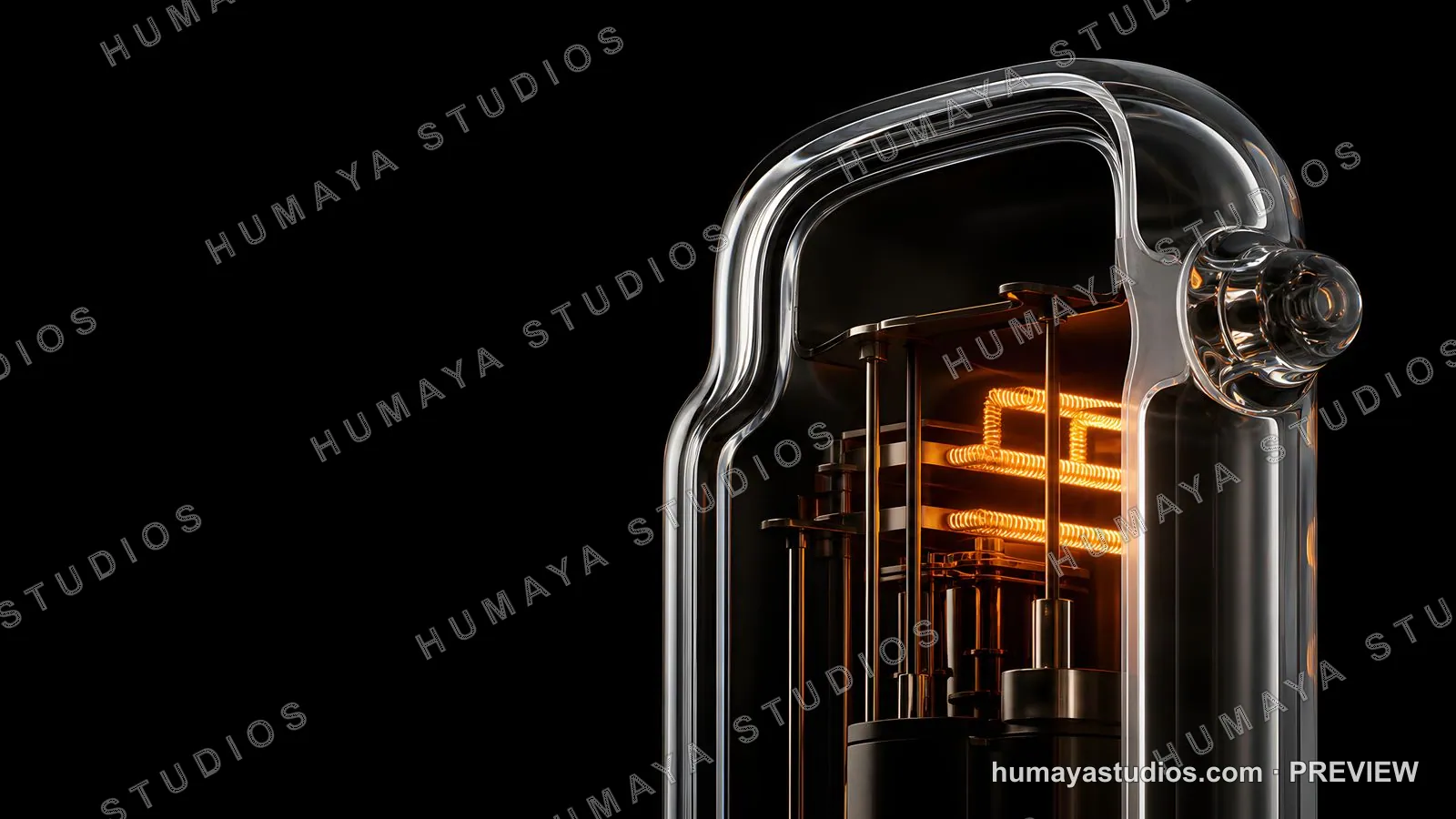 Glass Vacuum Tube with Glowing Filament