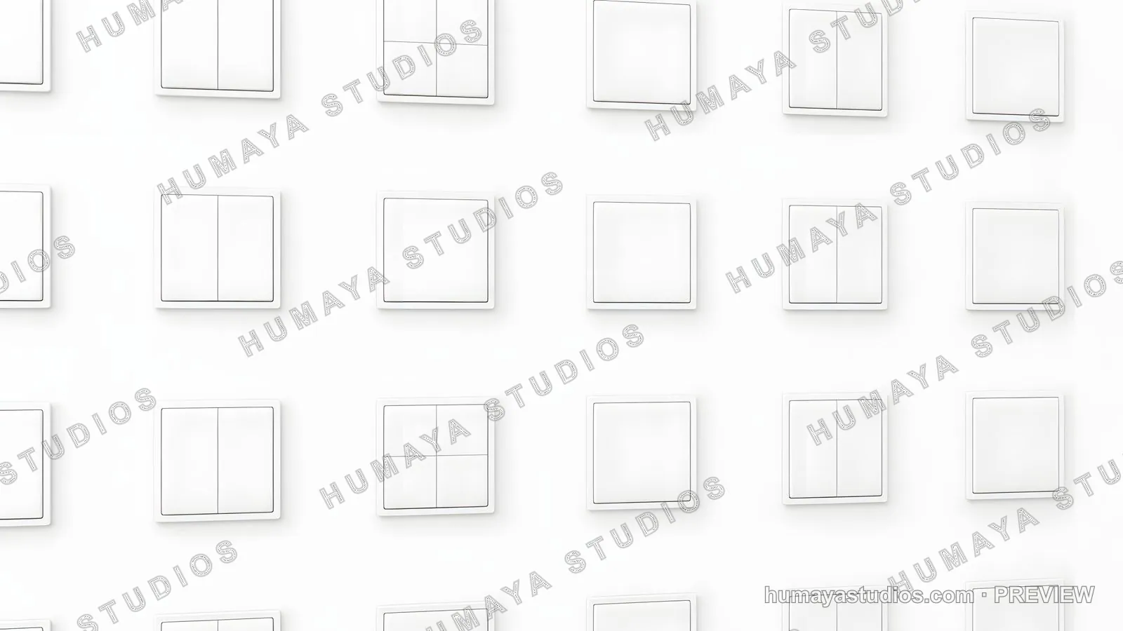 Seamless pattern of modern white light switches on wall