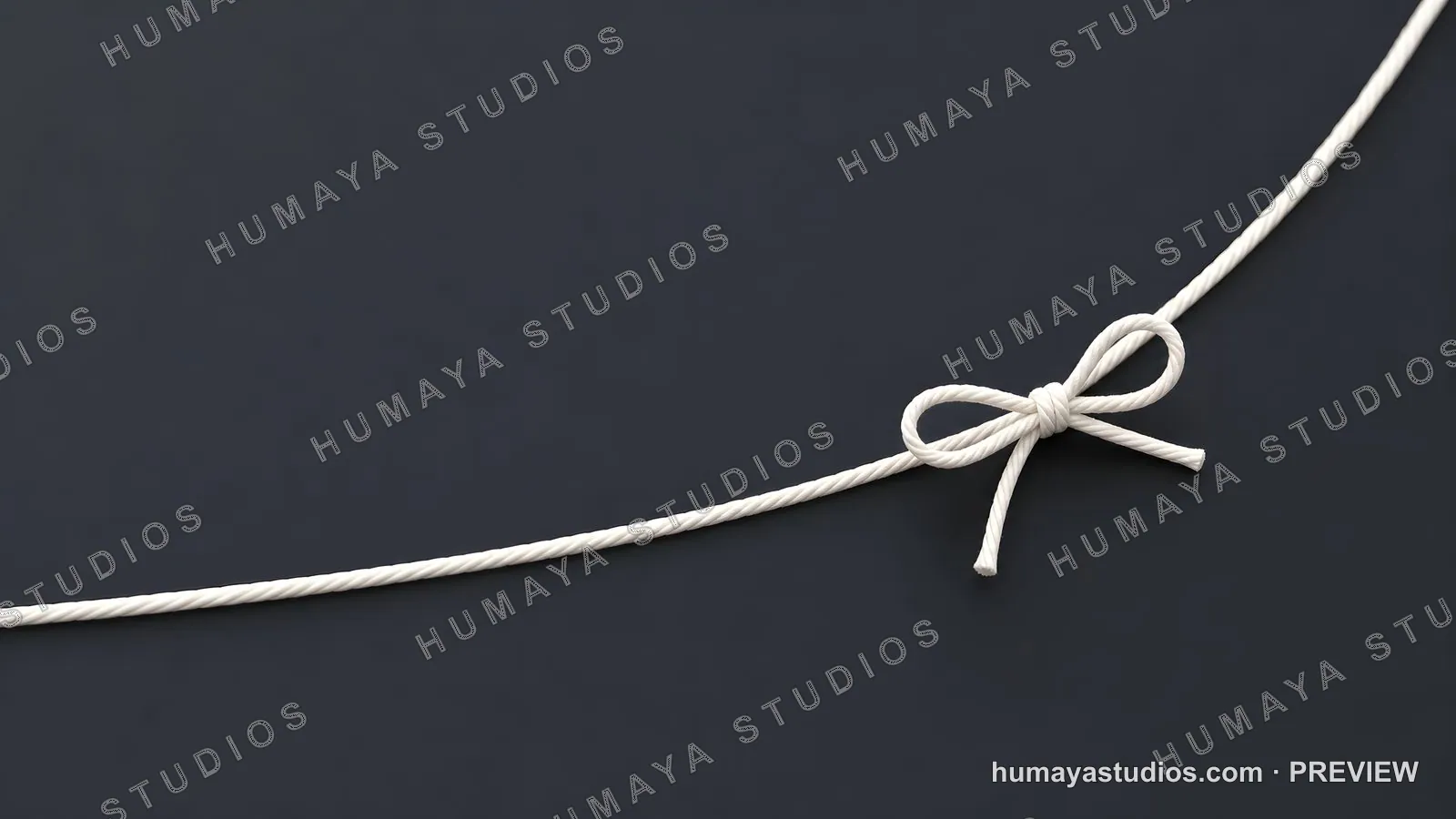 White Cord Tied in a Neat Bow on Dark Background