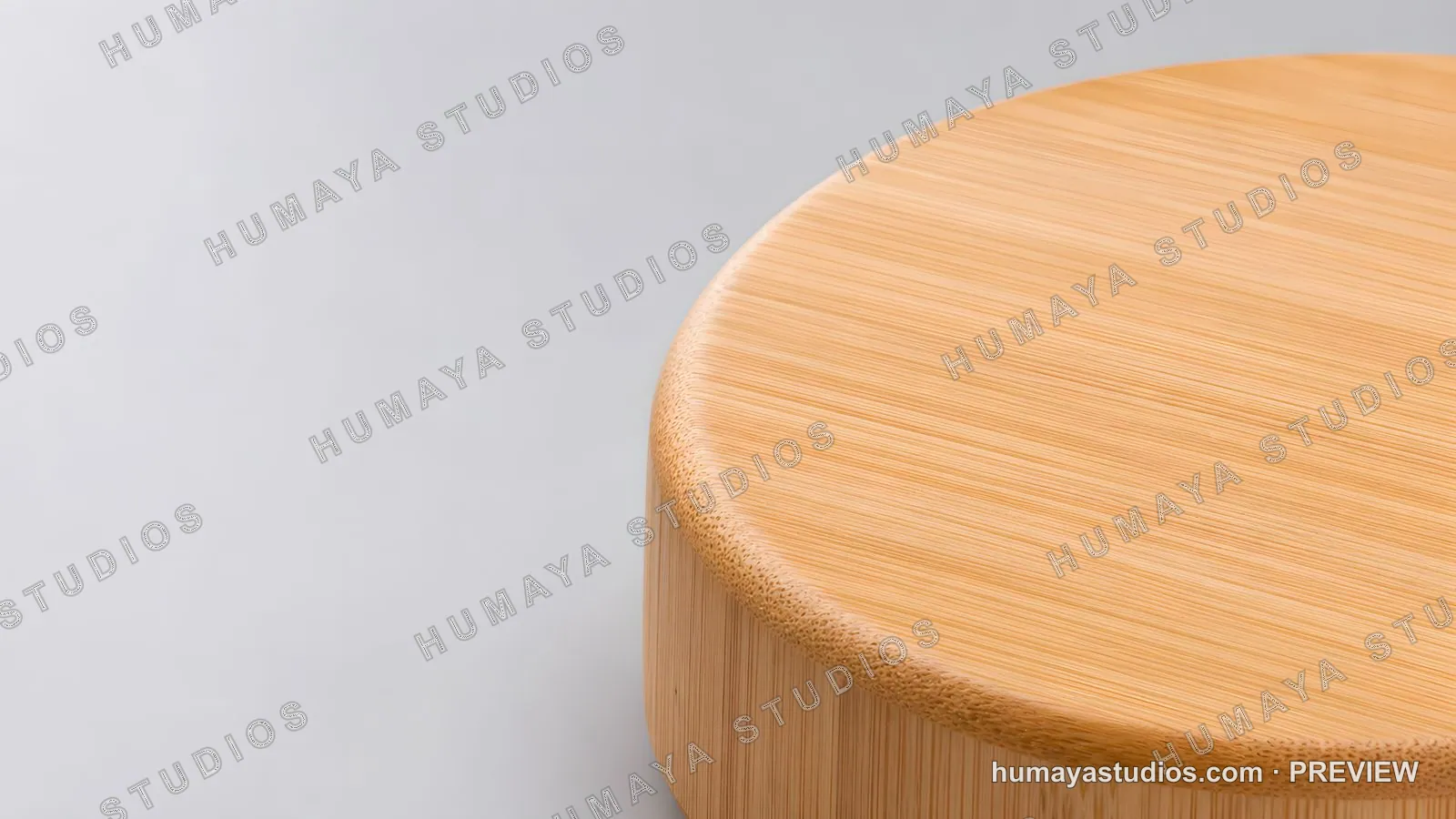 Round Wooden Block on Light Grey Background