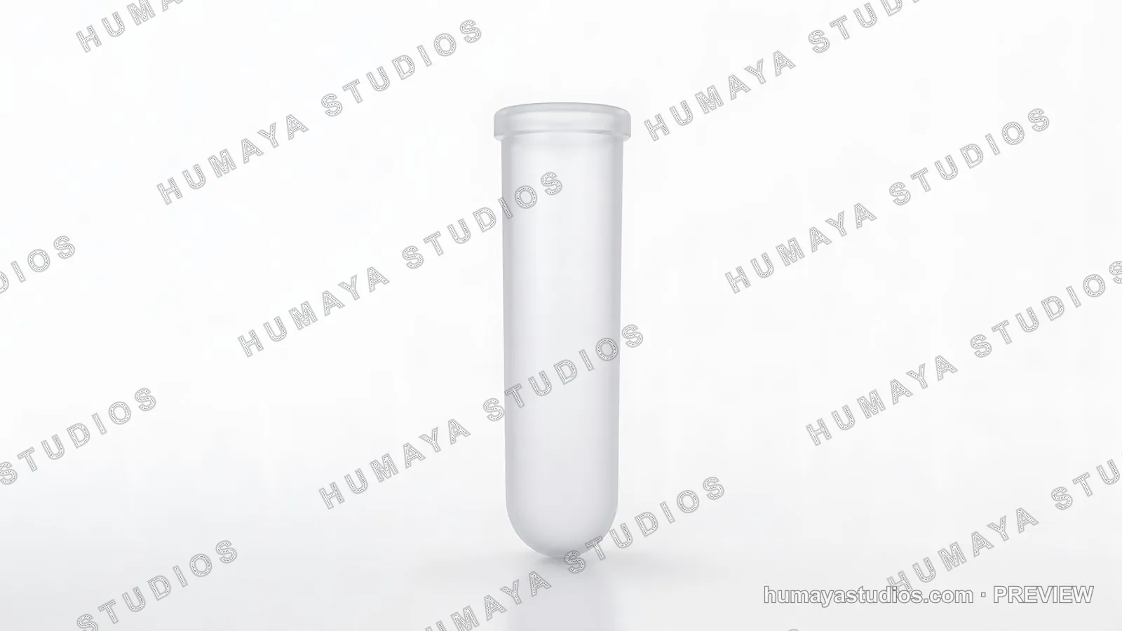 Empty transparent test tube on clean white background