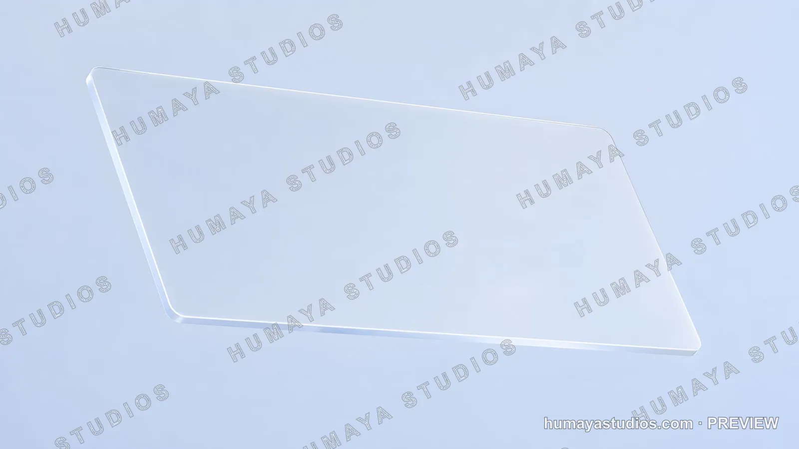 Transparent Glass Card Mockup Floating on Pastel Blue Background