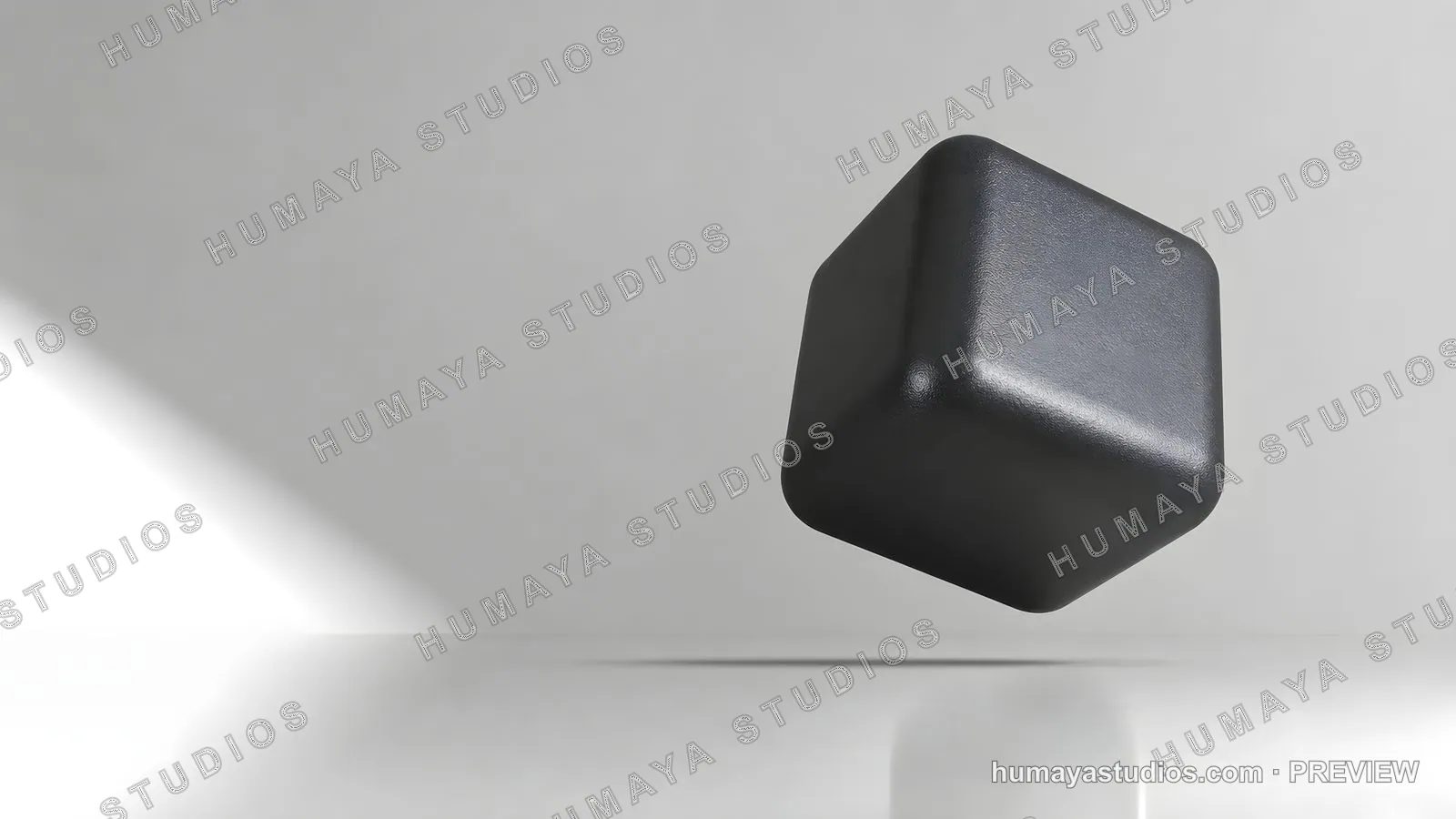 Floating Black Rounded Cube Minimalist 3D Render