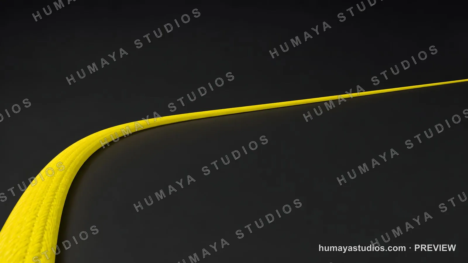 Yellow braided cable curving on dark background, sleek abstract design