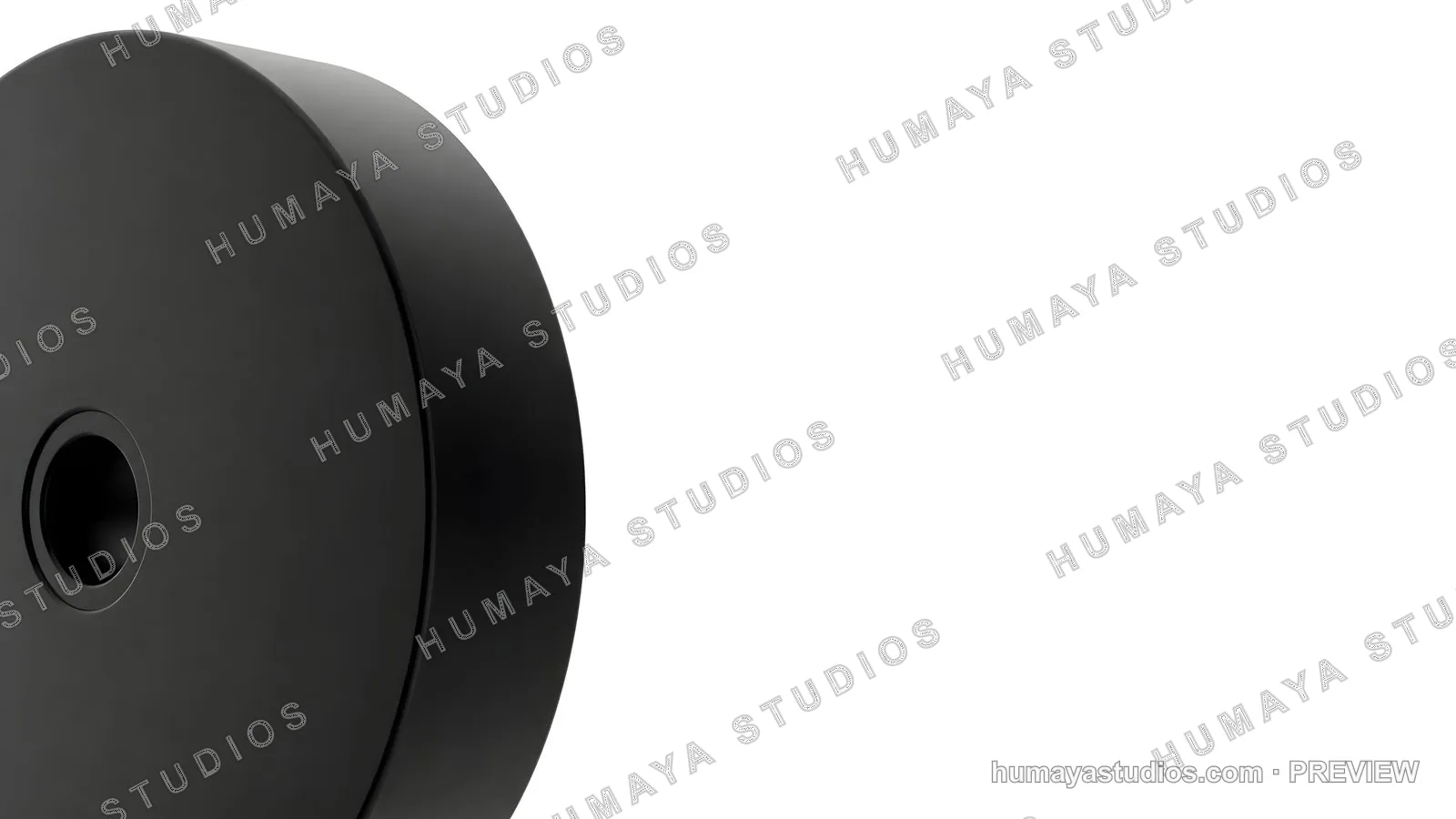 Modern Black Disc Object with Center Hole on White