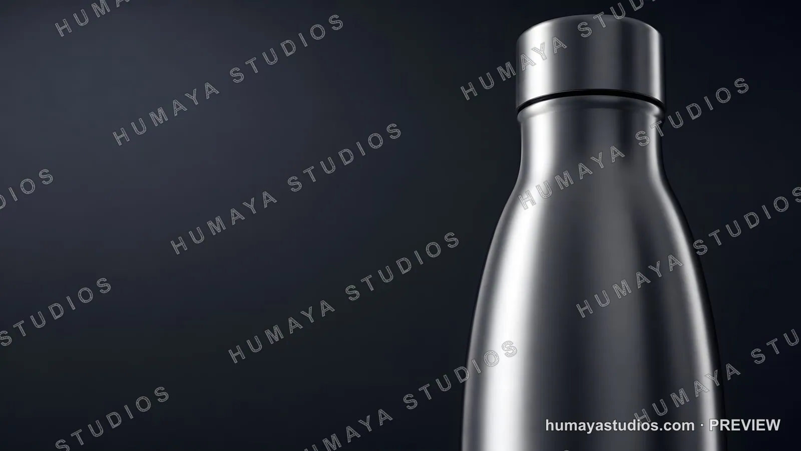 Metal Water Bottle on Dark Background