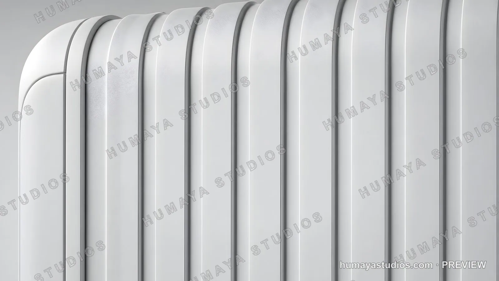 Modern White Ribbed Suitcase Surface with Vertical Grooves