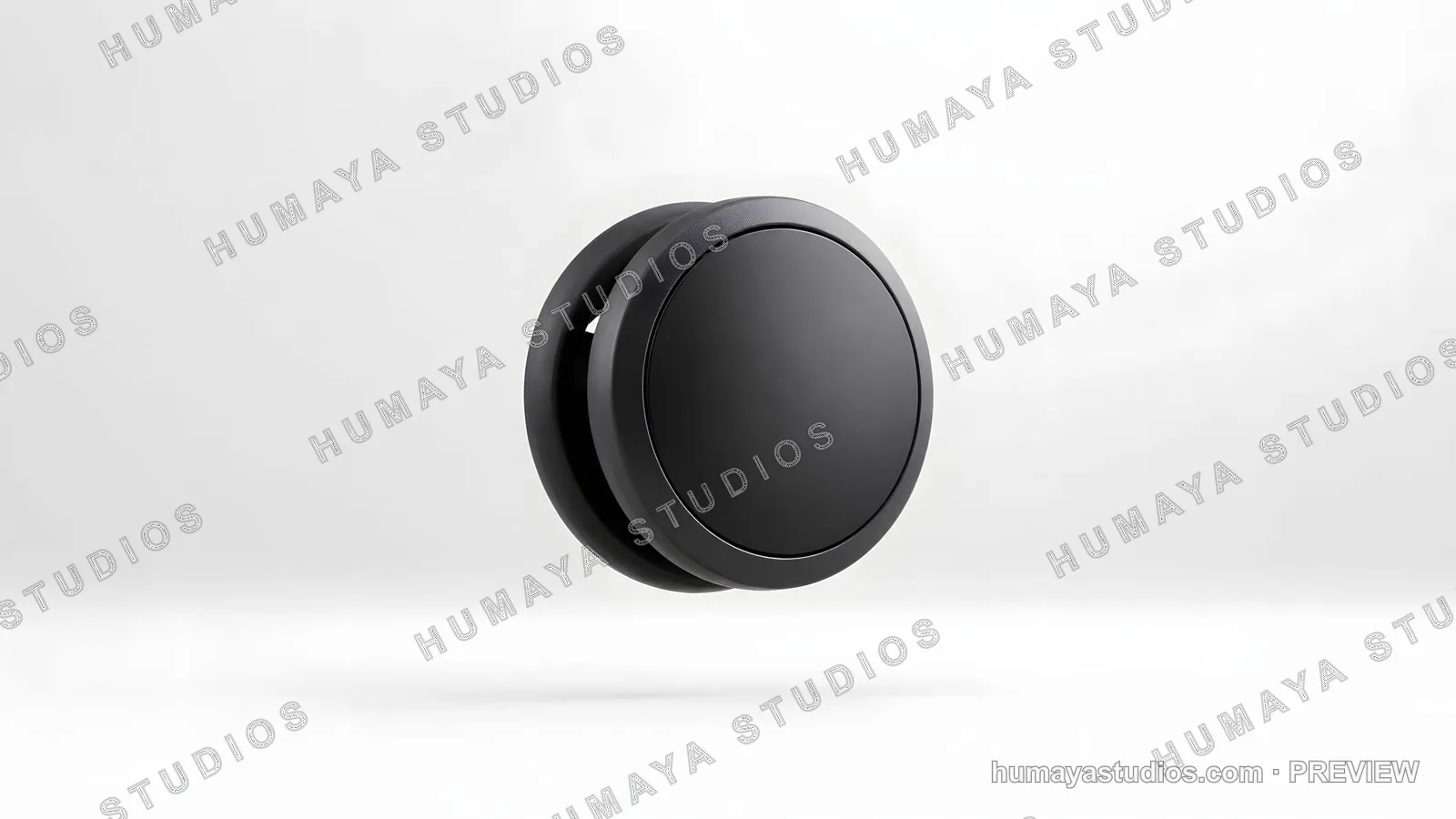 Modern Black Yo-Yo Floating on White Background Studio Shot
