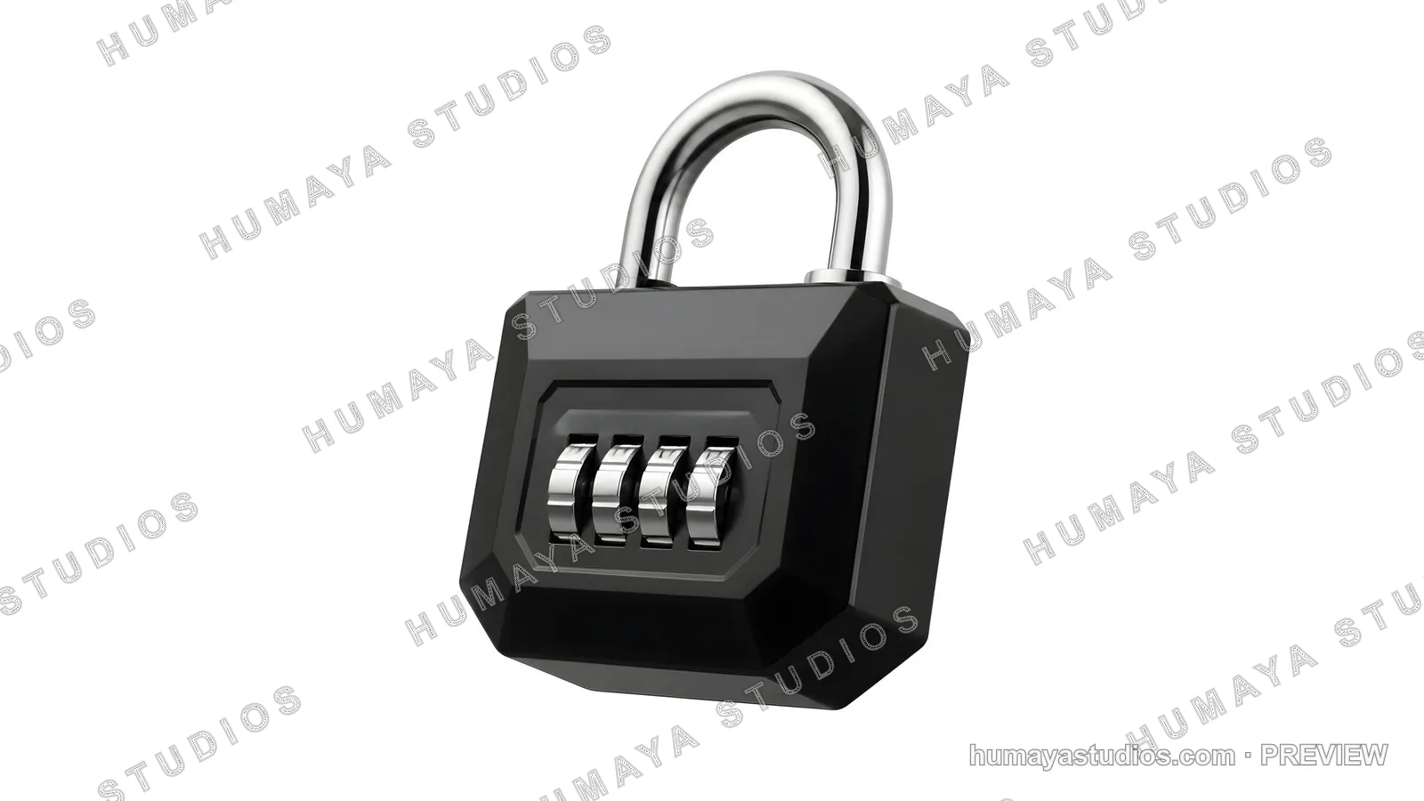 Modern combination padlock isolated on white background