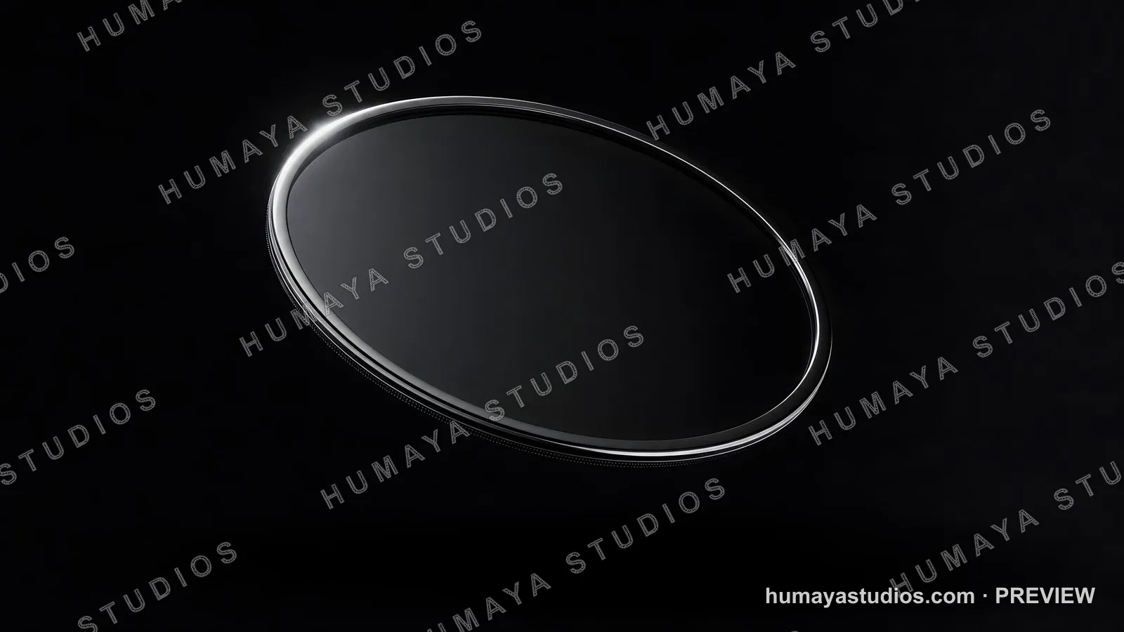Sleek Metallic Ring Frame Floating in Dark Studio Setting