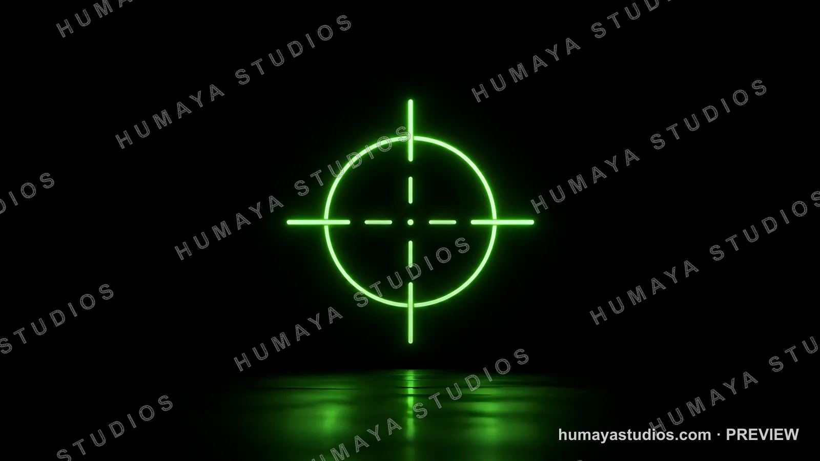 Glowing Neon Green Target Crosshair in Dark Environment