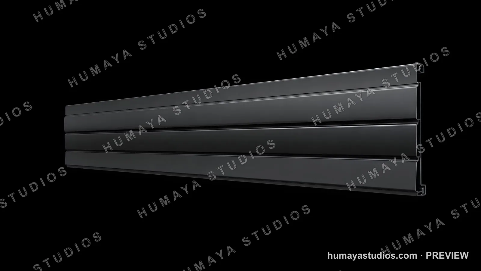 Black Roller Shutter Slat Profile Product Render