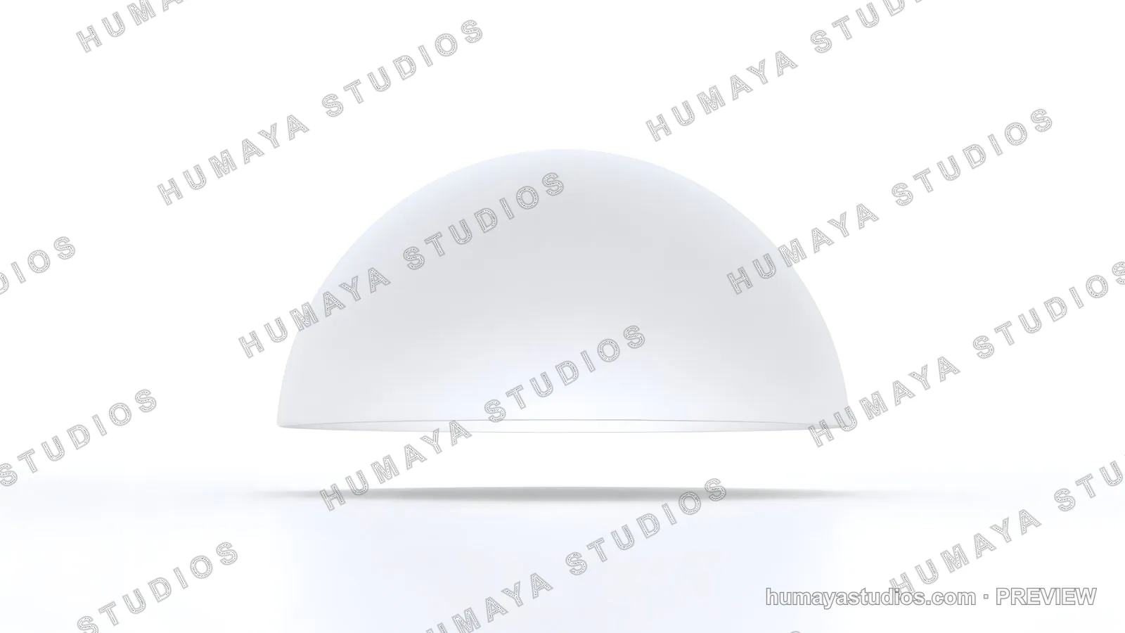 White Hemisphere Dome Isolated on Pure White Background