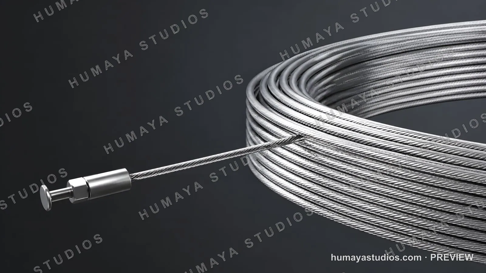 Rolled Steel Wire Rope with Fitting Hook on Dark Background