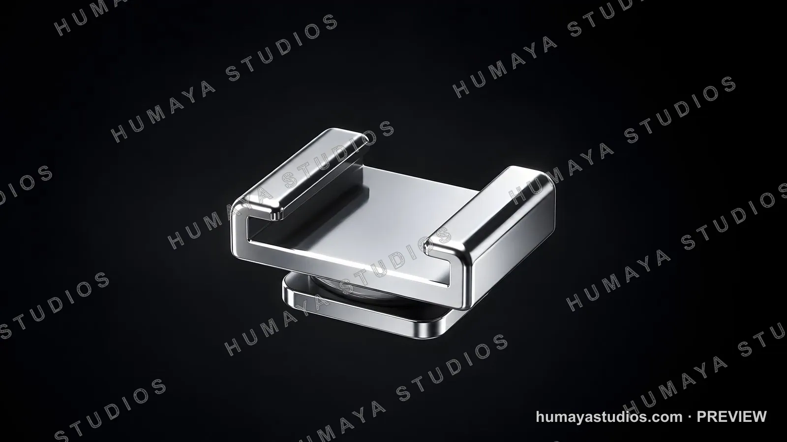 Chrome Hot Shoe Adapter for Camera Accessories on Dark Background