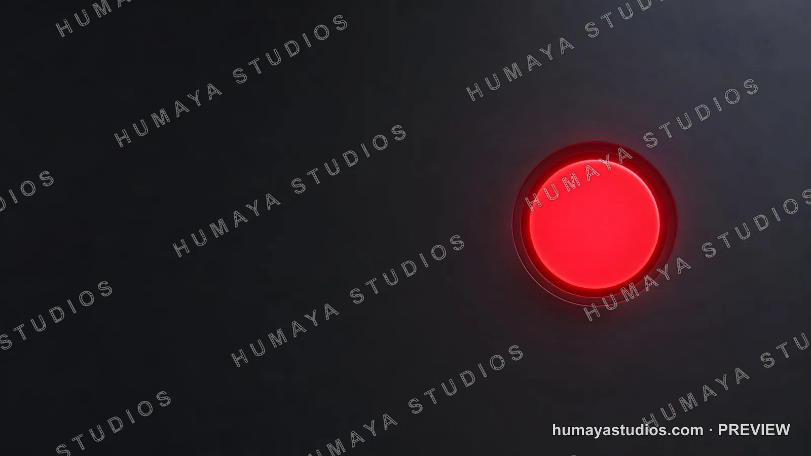 Glowing Red Button on Dark Metallic Surface