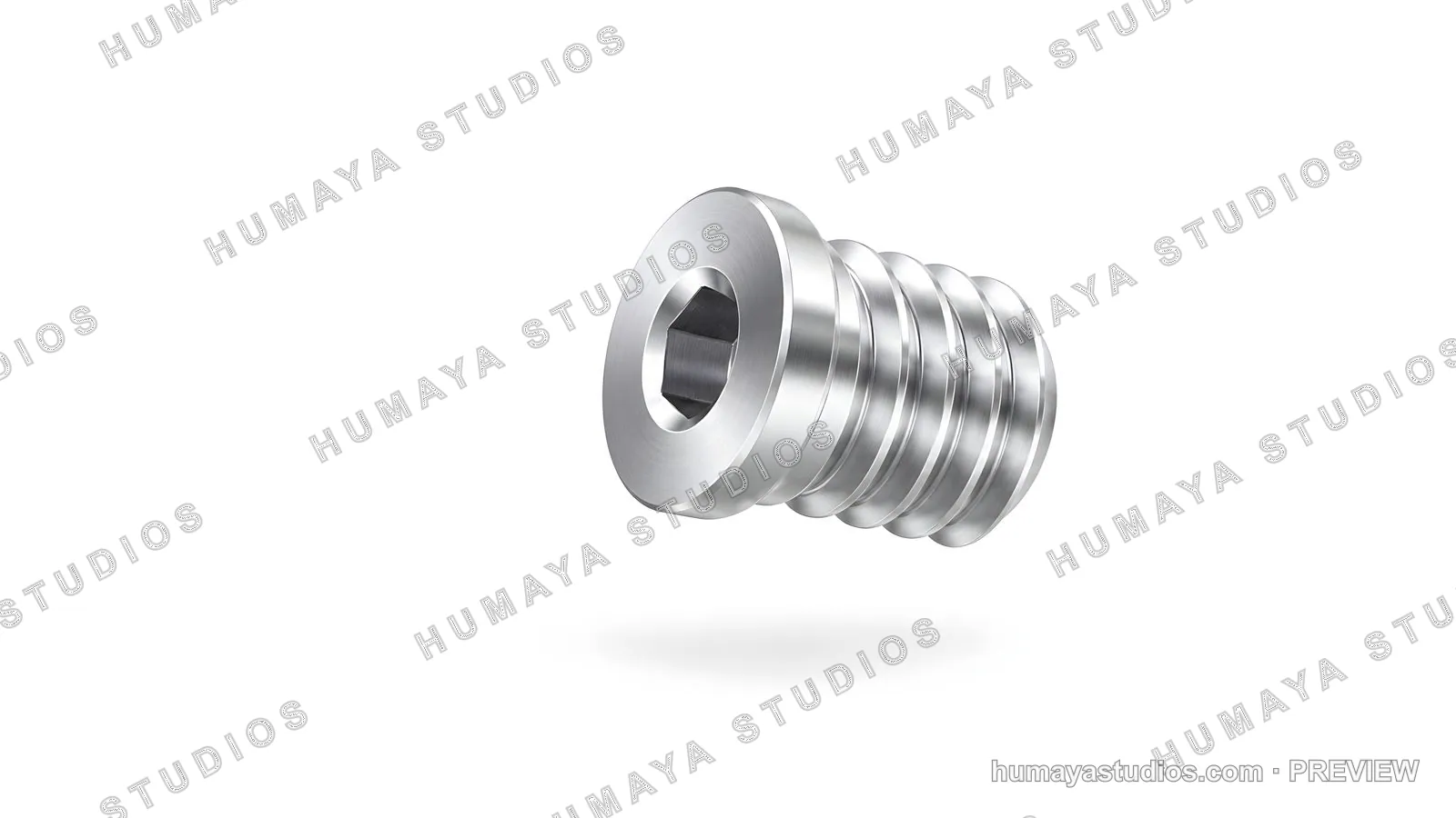 Metal hex socket head screw plug isolated on white background