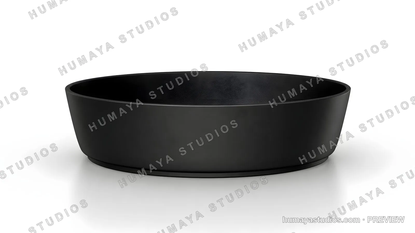 Modern Black Round Bowl Isolated on White Background