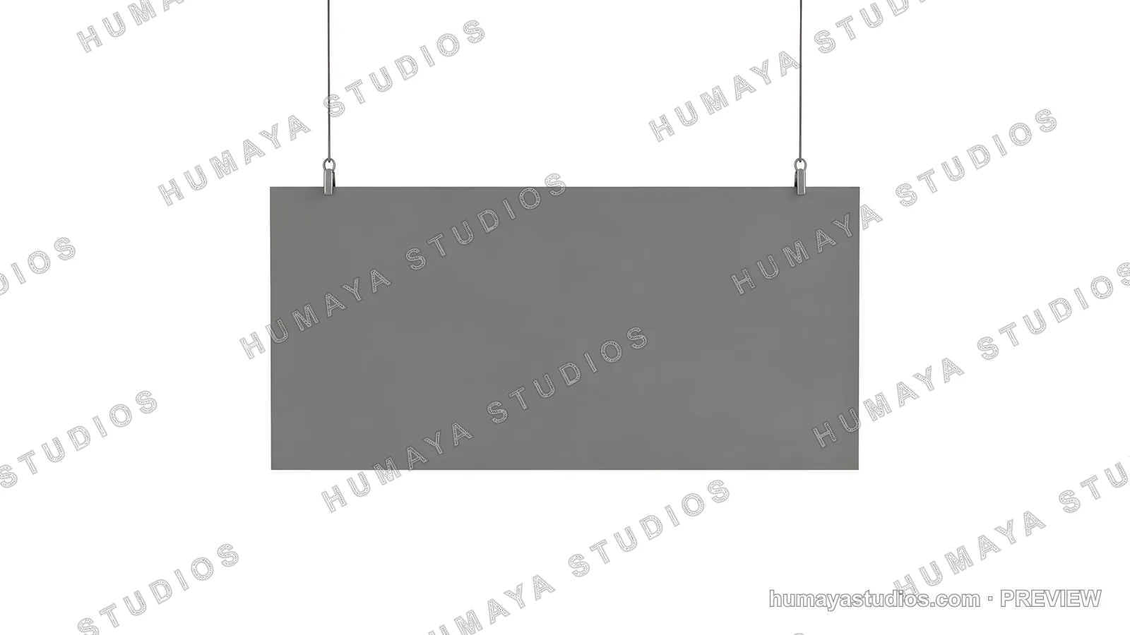 Blank Grey Hanging Signboard Mockup on White Background