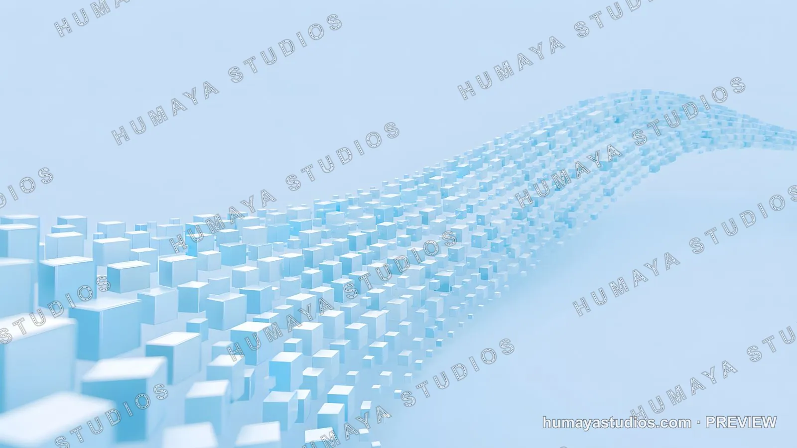 Abstract Wave of Blue Cubes in 3D Motion Graphic Background