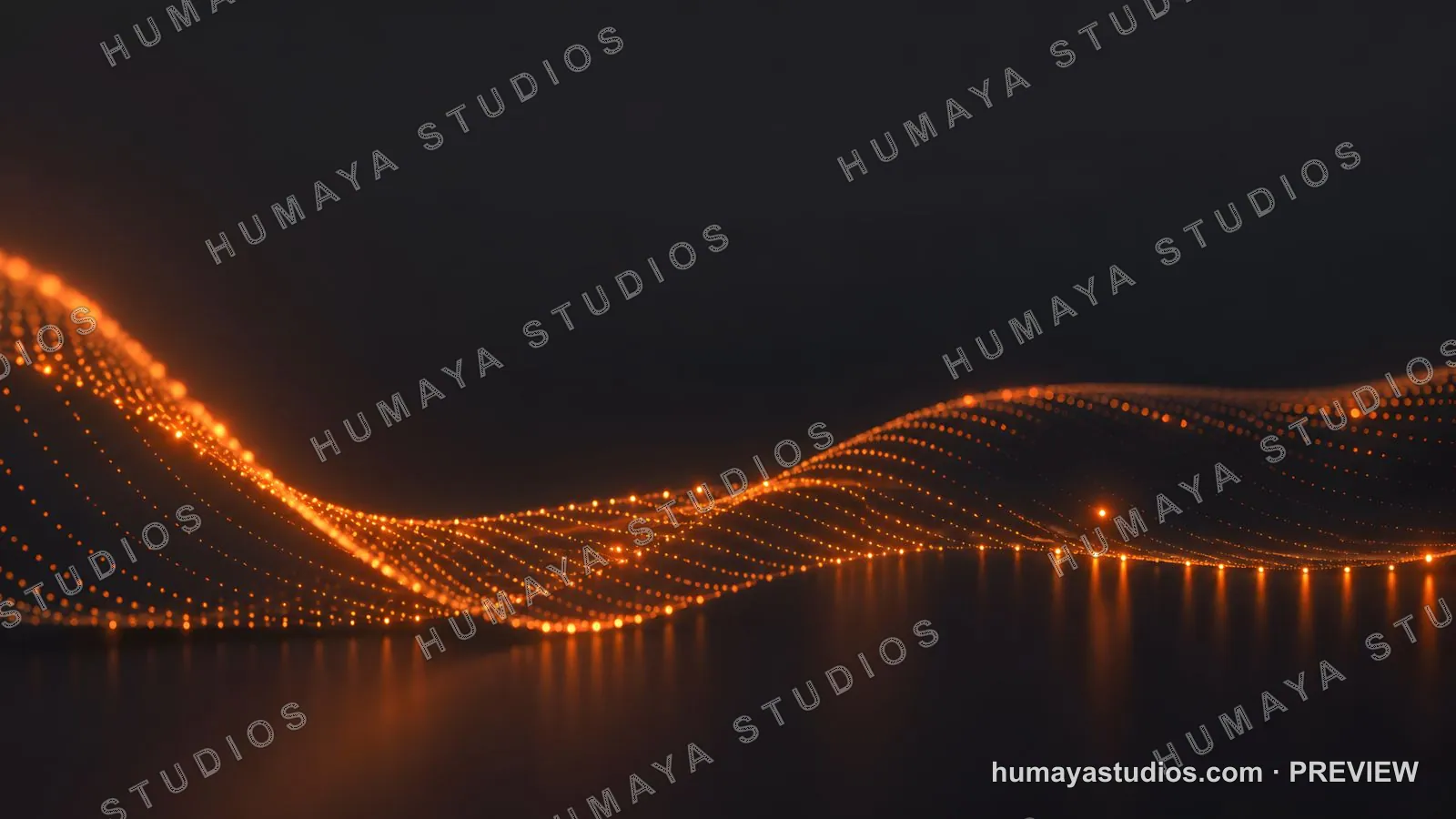 Glowing orange wave of particles on dark background