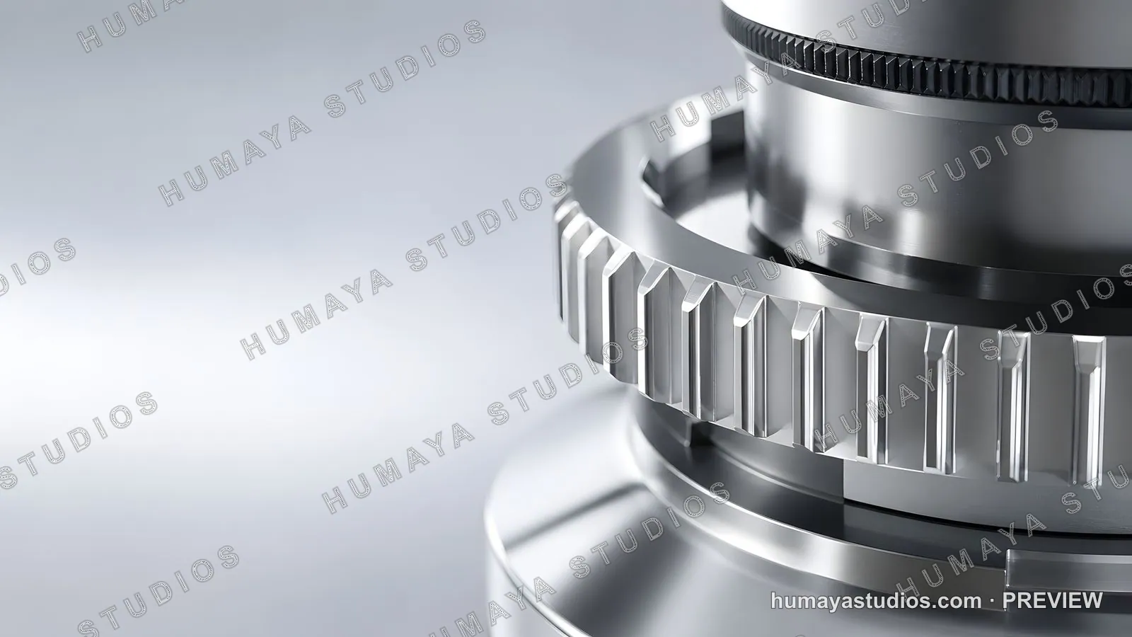 Close-up of metallic gears and precision machinery components
