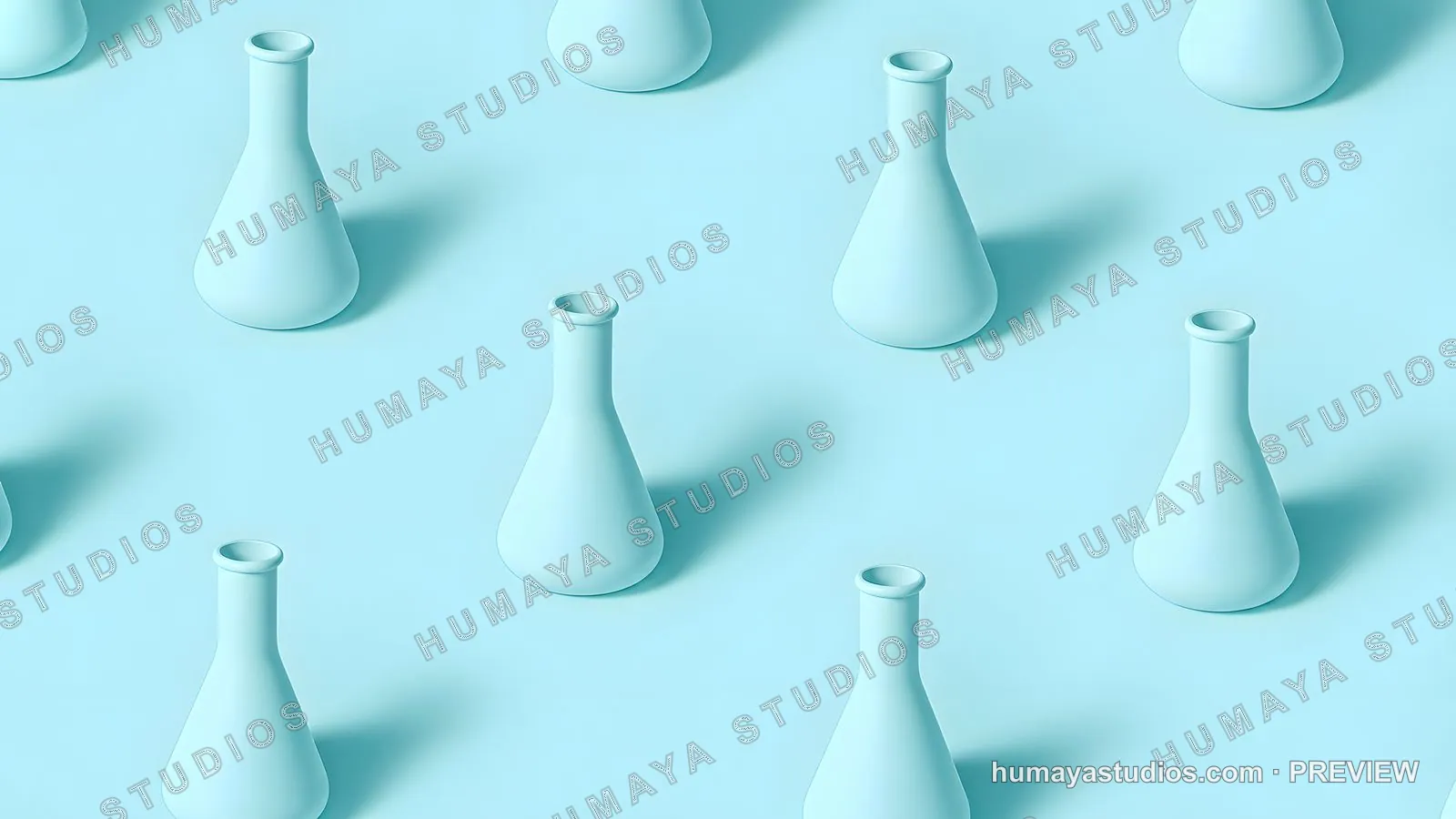 Pastel Blue Erlenmeyer Flasks in Isometric Laboratory Pattern