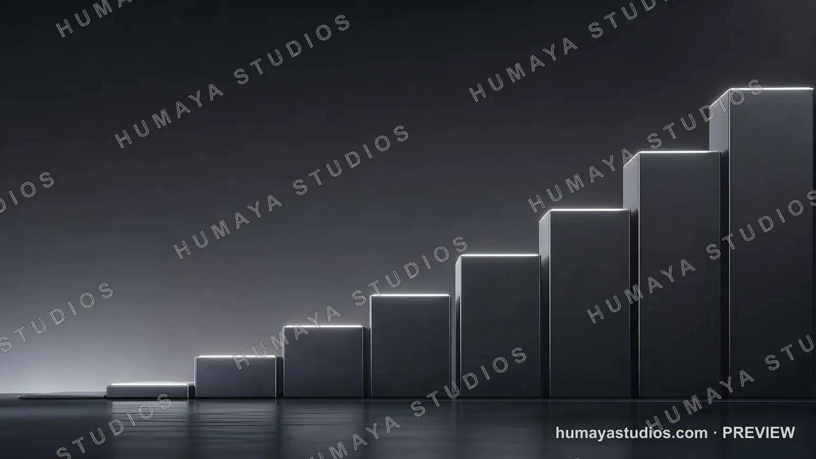Modern 3D Bar Graph Showing Business Growth and Financial Success