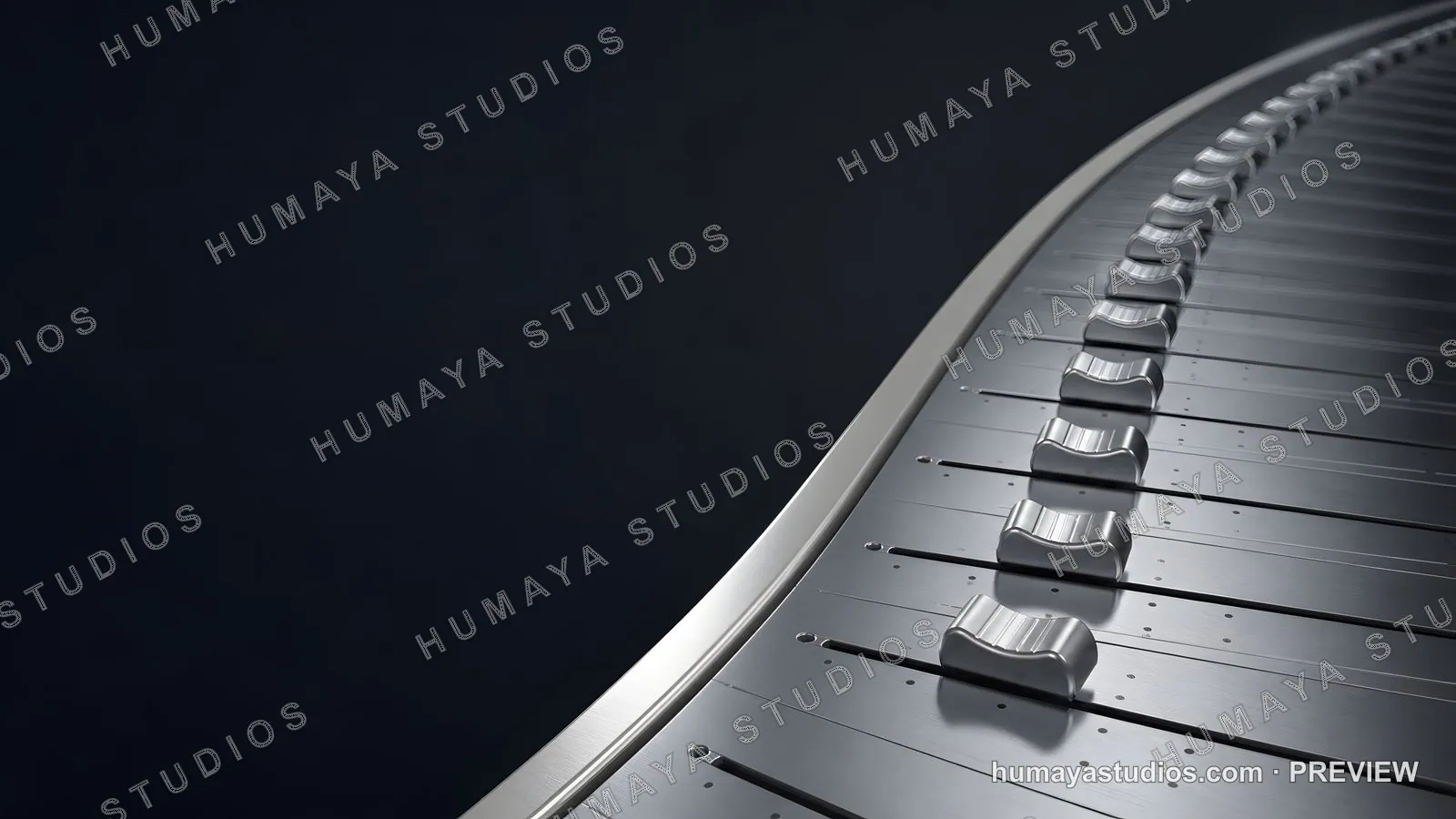 Audio Mixing Console Slider Faders in Curved Modern Design