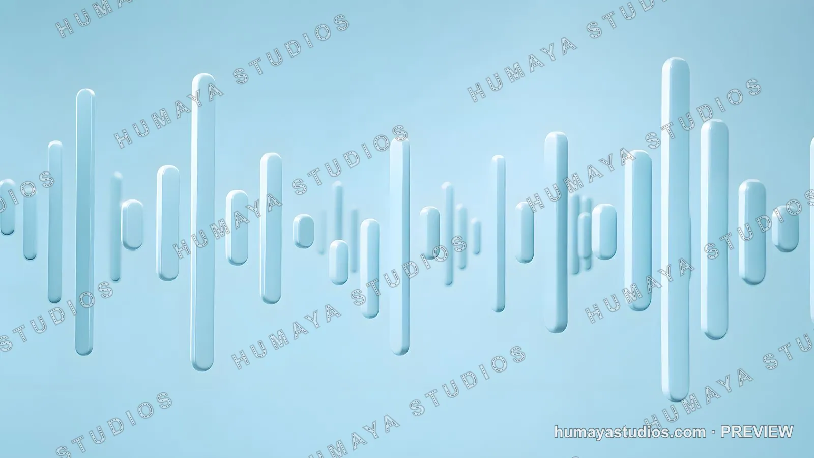 Audio Wave Equalizer 3D Render on Blue Background