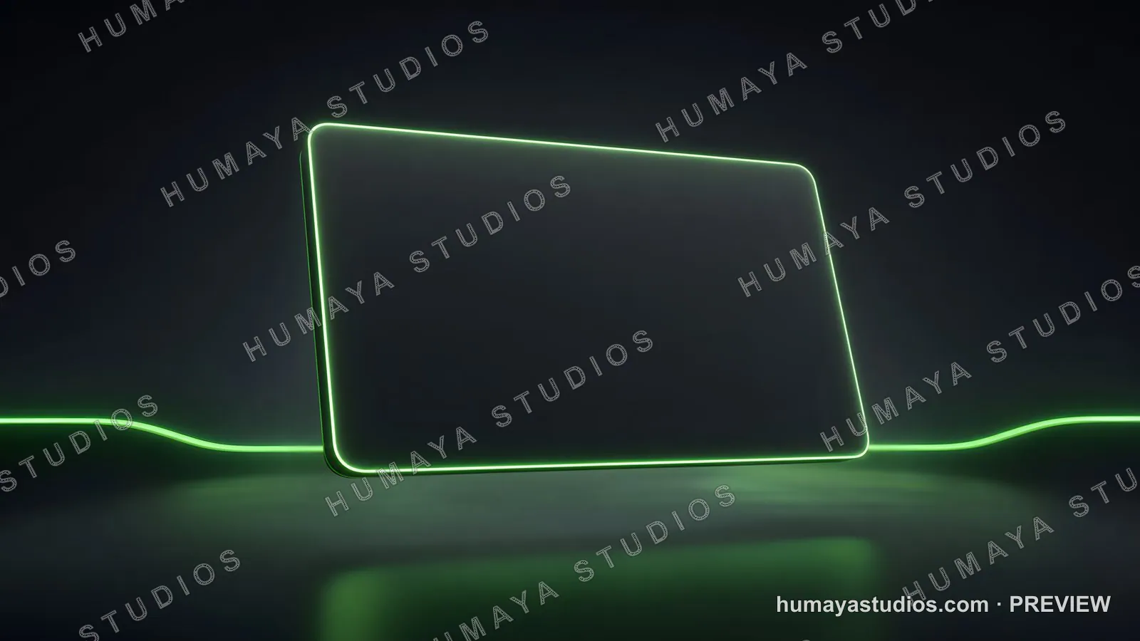 Futuristic neon glowing display board in a dark sci-fi room