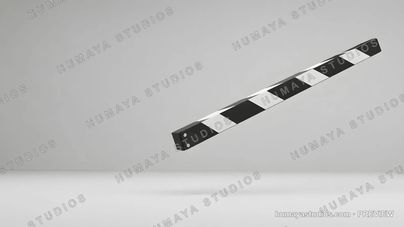 Movie Clapperboard Strip Floating on Minimalist Gray Studio Background