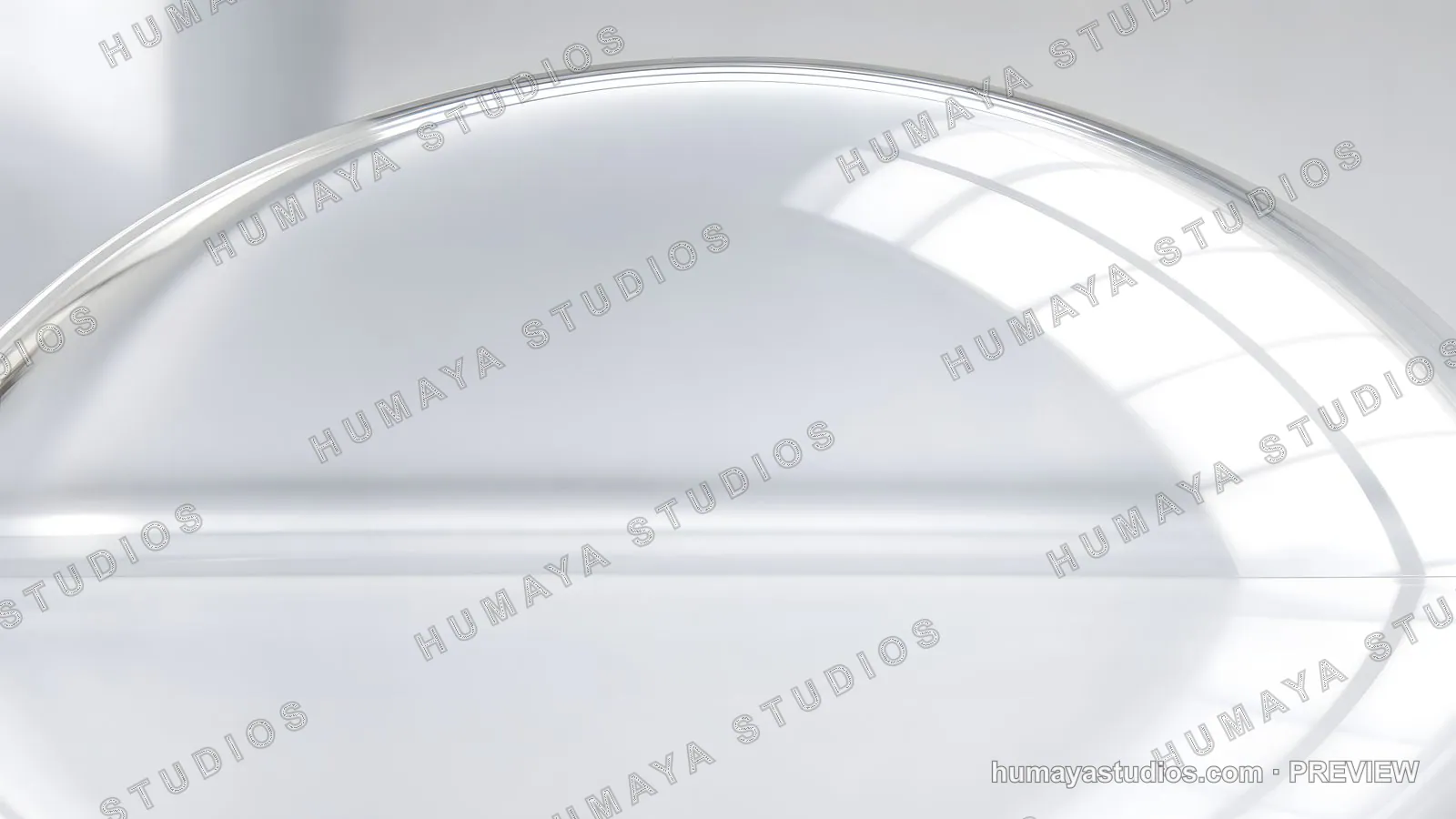 Glass Dome Capsule on Reflective Surface Minimalist Studio Background