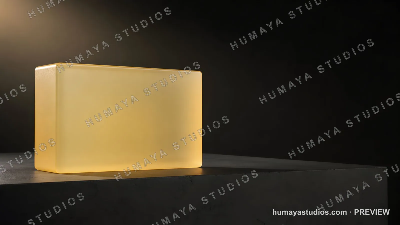 Yellow Glass Soap Bar on Dark Surface