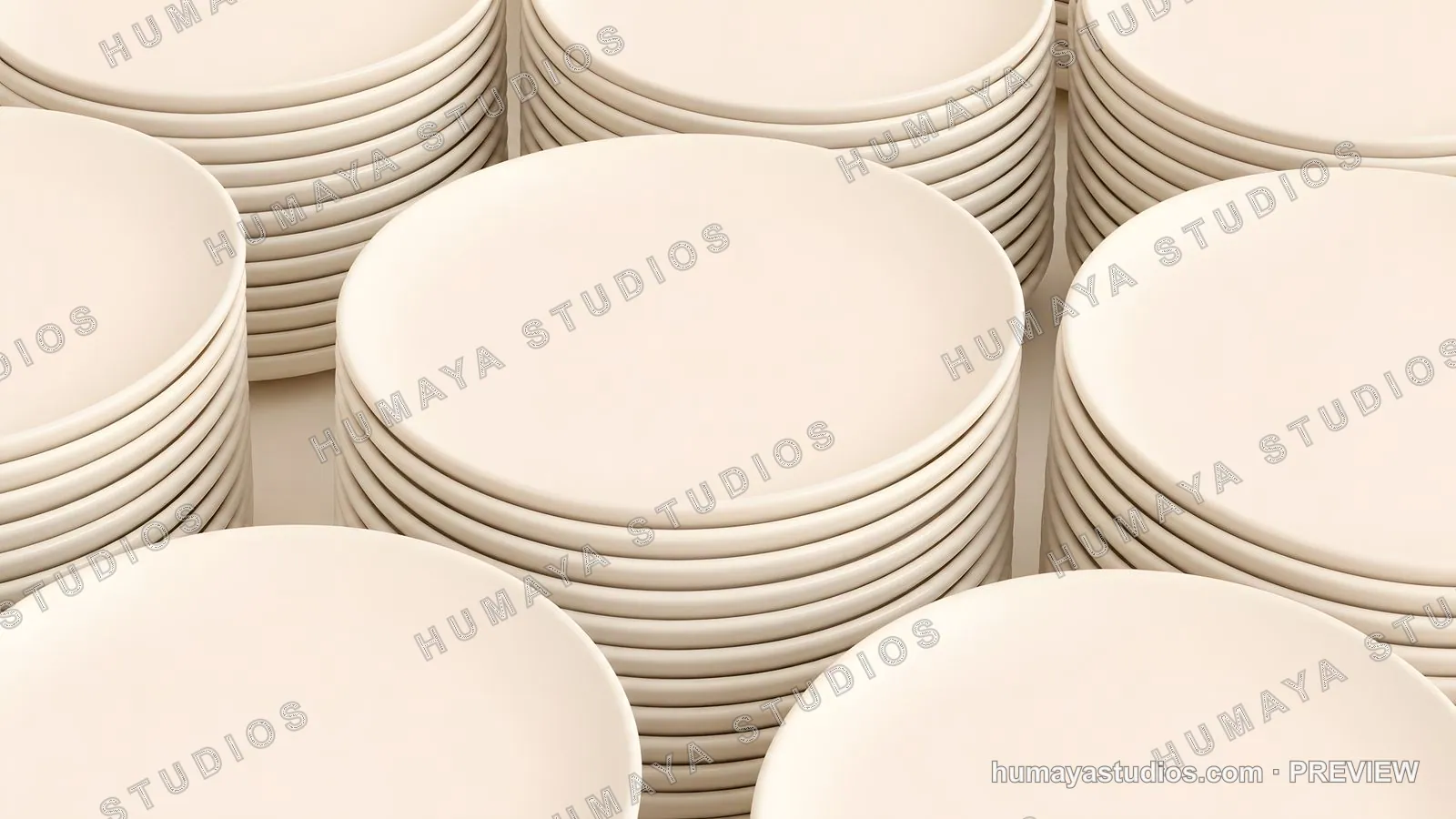 Stacked Ceramic Plates in Minimalist Kitchen Setting