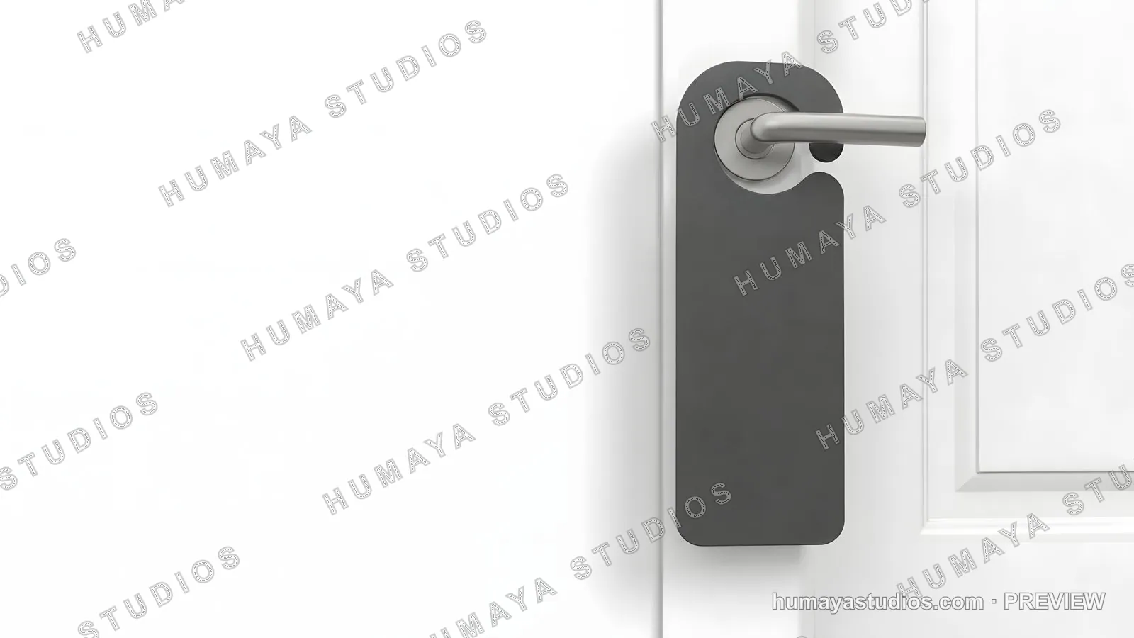 Blank Door Hanger Mockup on White Hotel Room Entrance