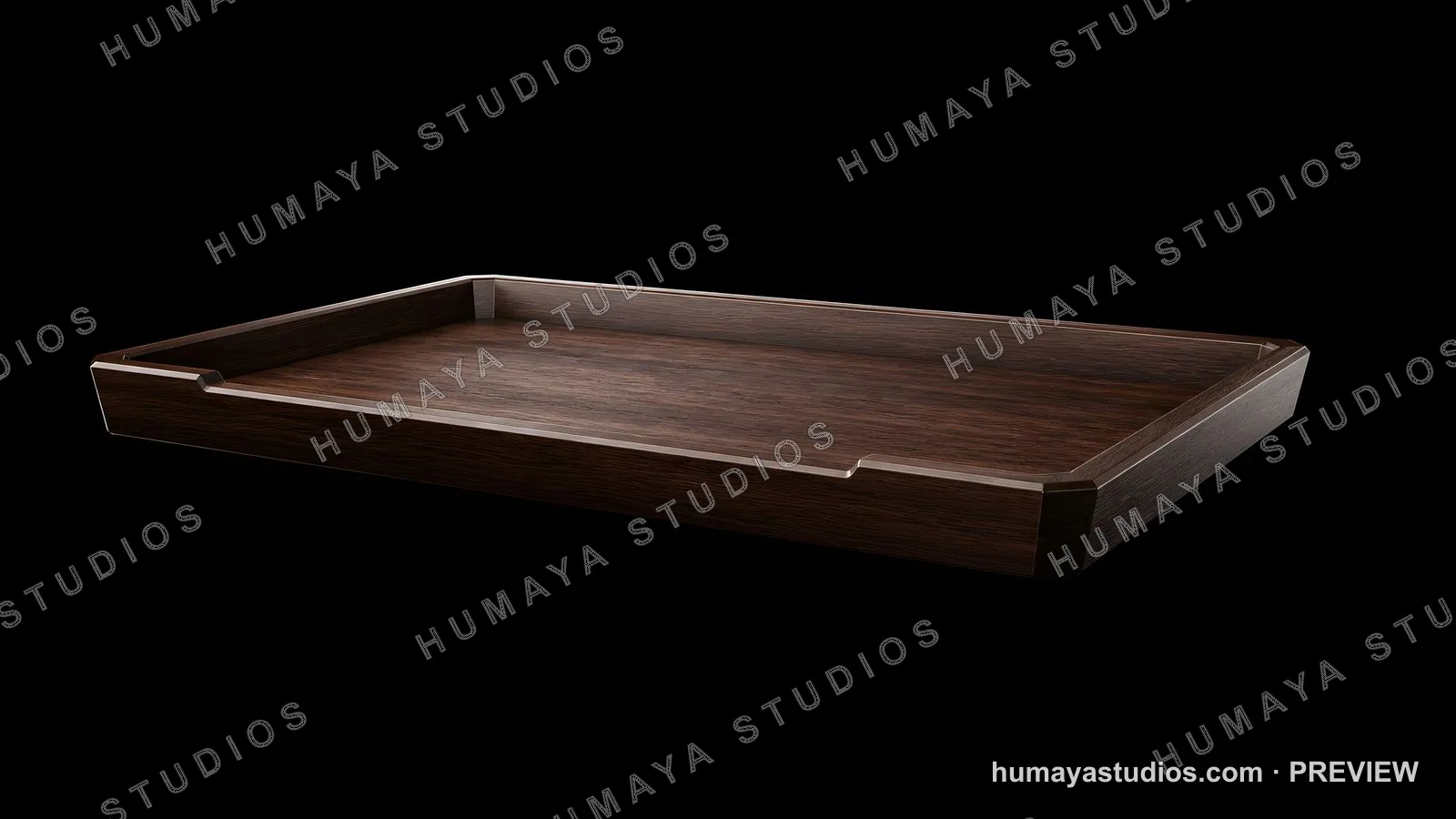 Dark Wood Serving Tray isolated on Black Background