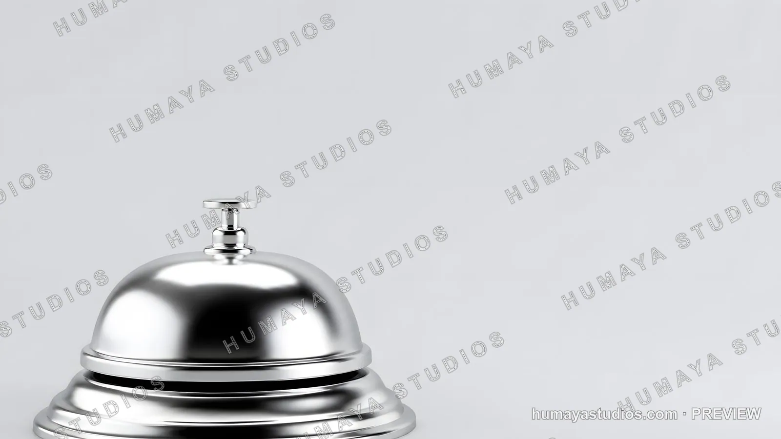 Metal hotel service desk bell isolated on white background