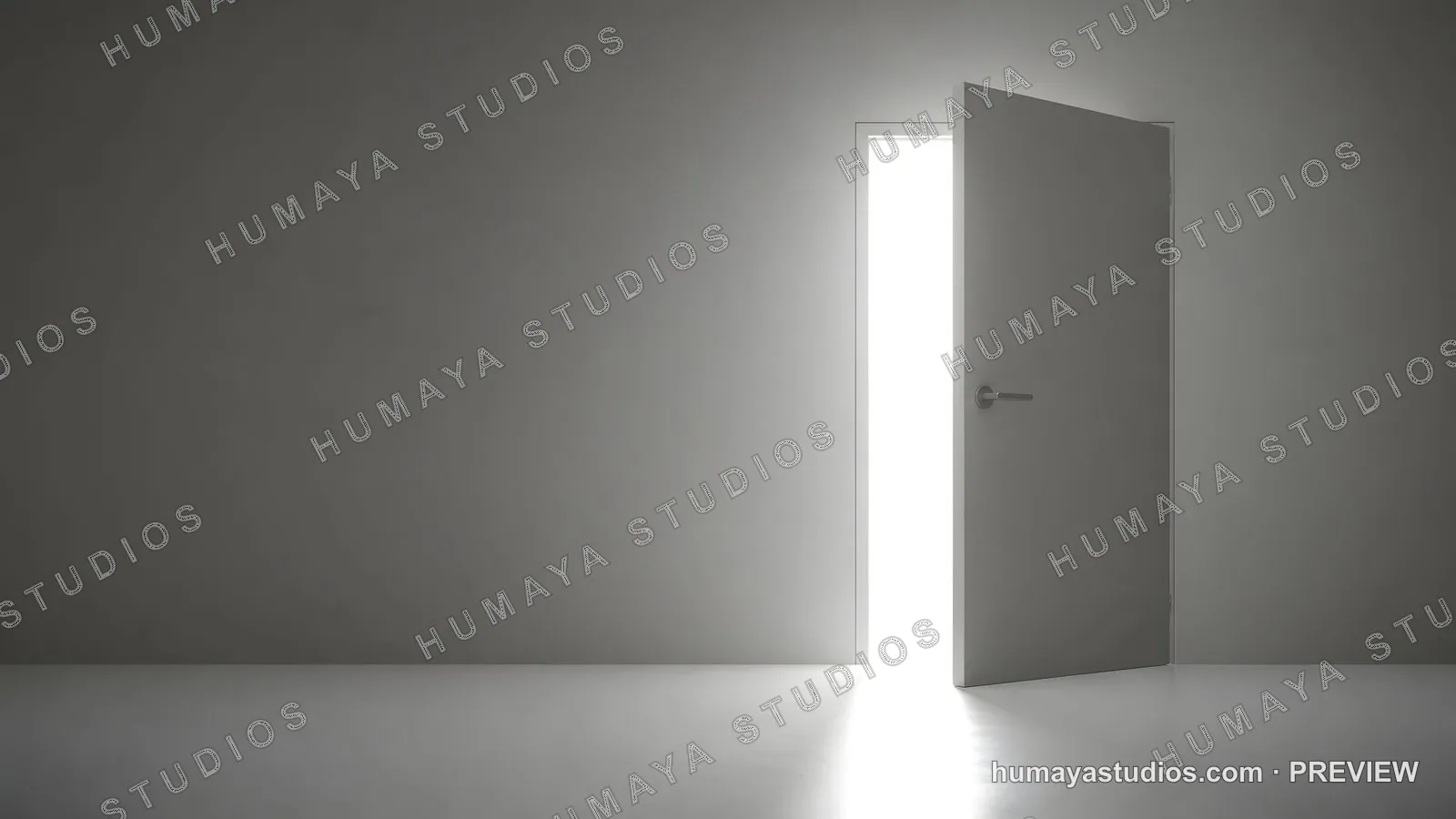 Open door with bright light in dark room, hope concept