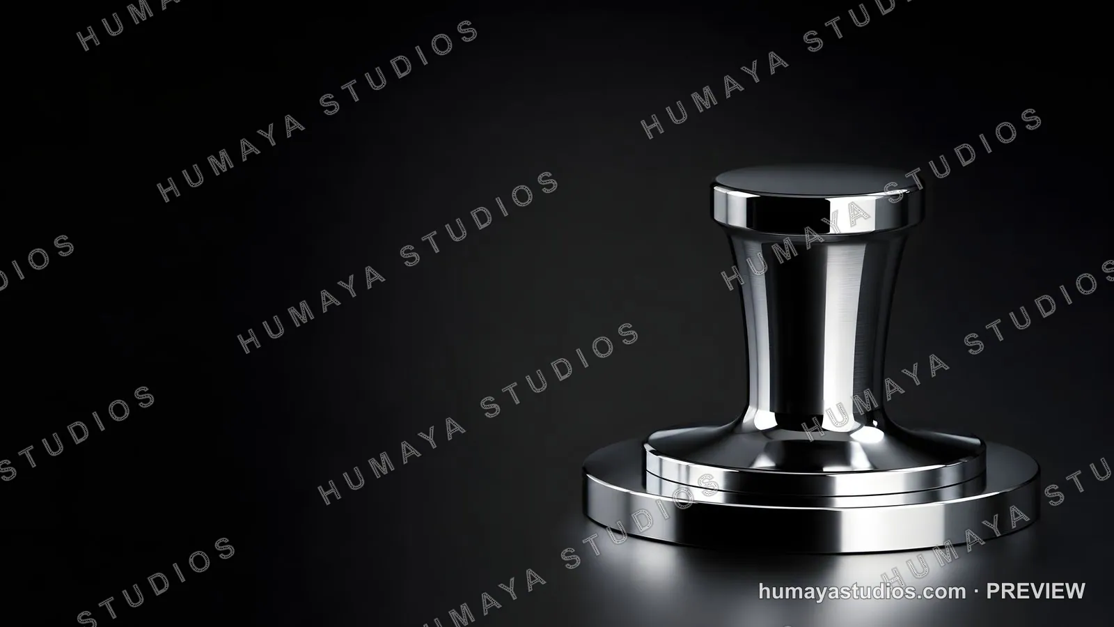 Chrome Espresso Tamper on Black Surface