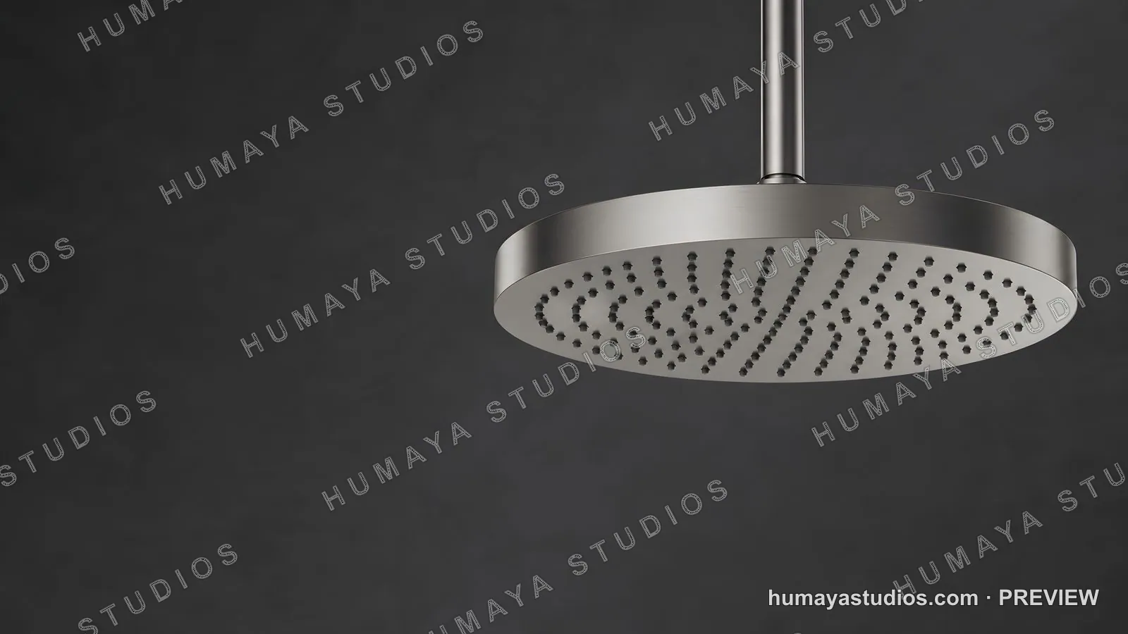 Modern Brushed Nickel Rainfall Shower Head Close-Up Interior