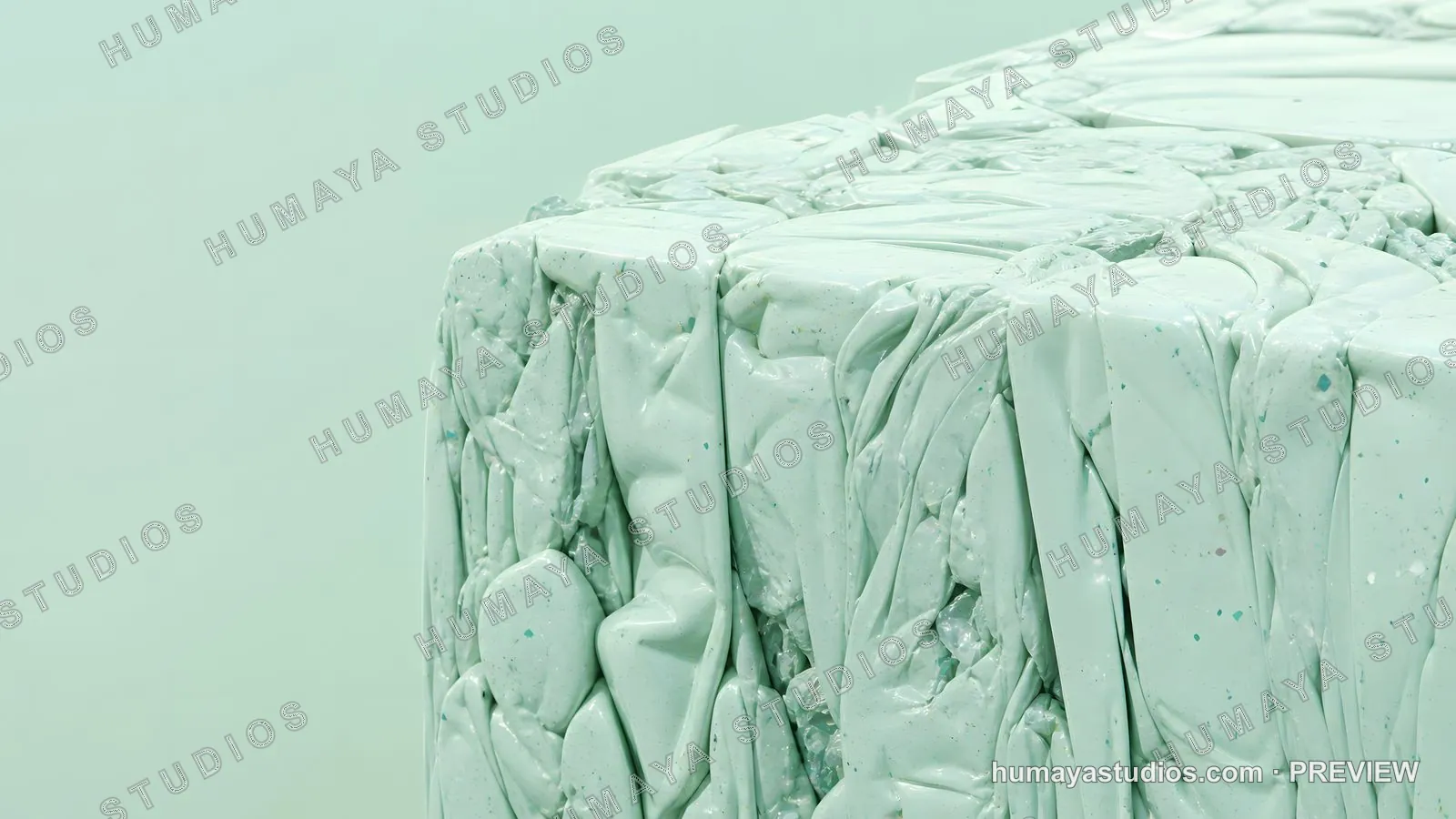 Recycled Plastic Cube Sculpture on Light Background