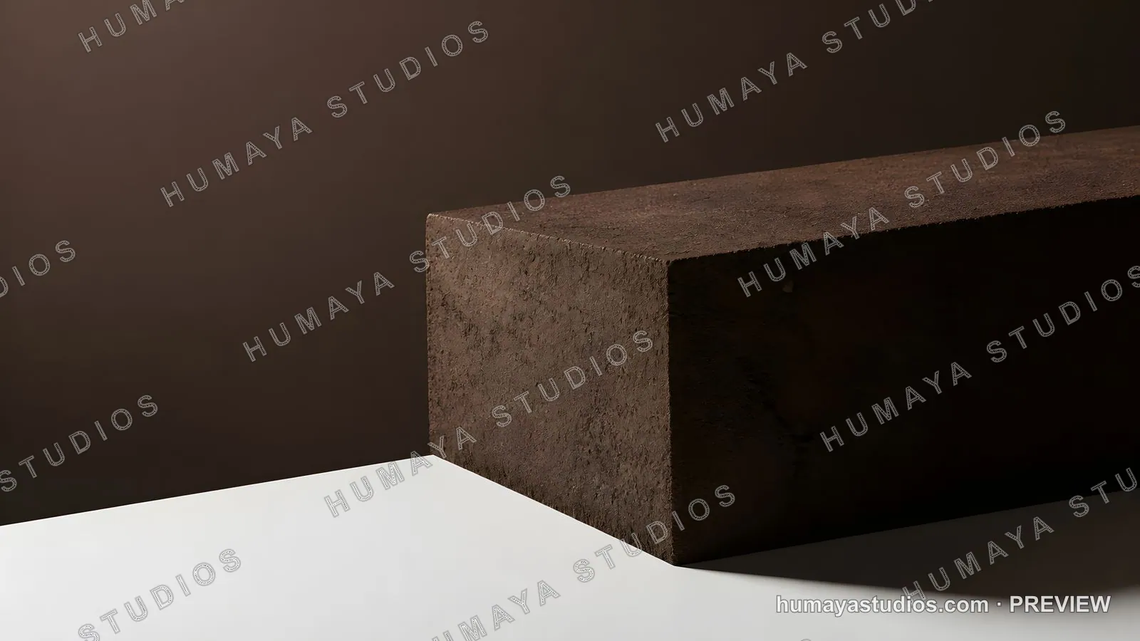 Brown Texture Block on White Surface Minimalist Display