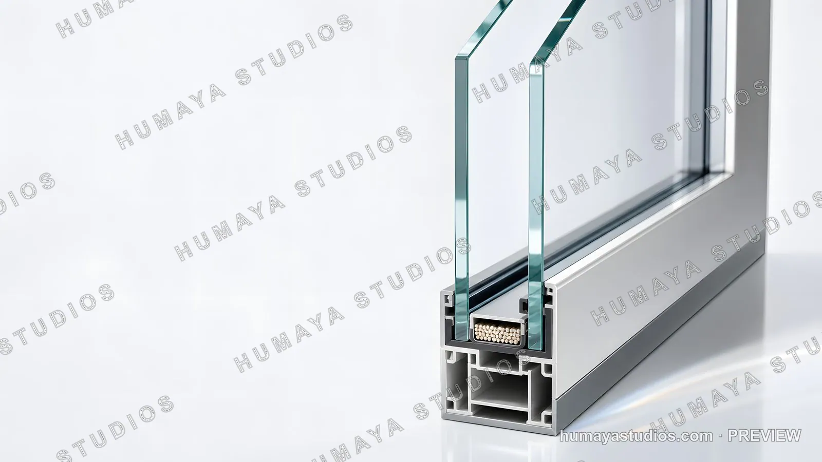 Double glazing window cross section showing insulated glass unit