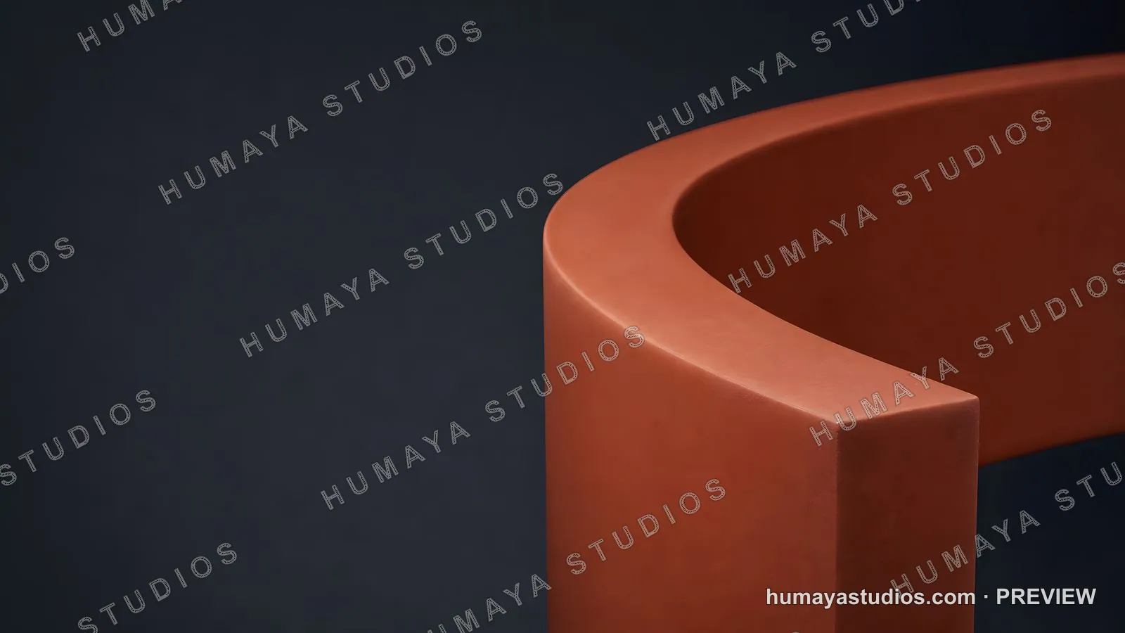 Minimalist Terracotta Wall Curve on Dark Background