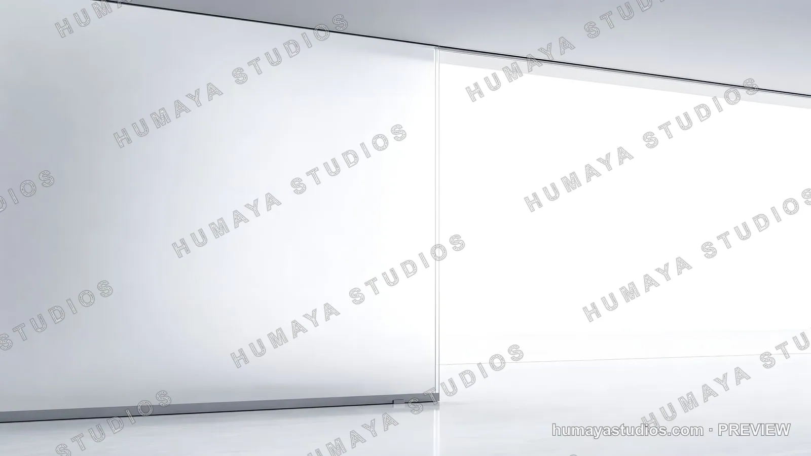 Modern glass partition wall in a bright minimalist office interior