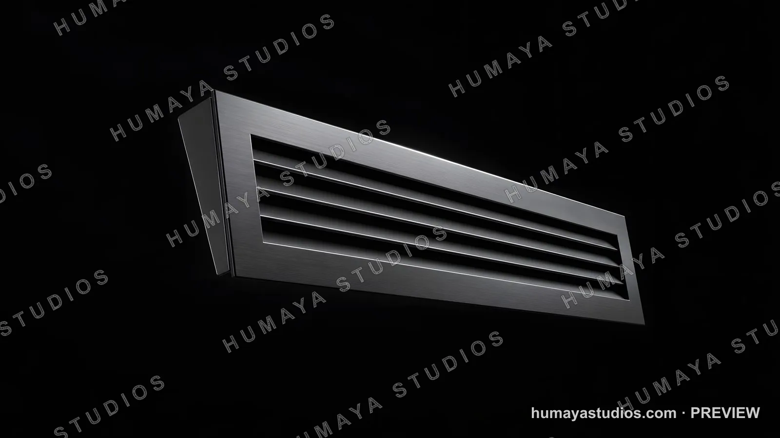 Modern Black Air Vent Grille on Dark Background