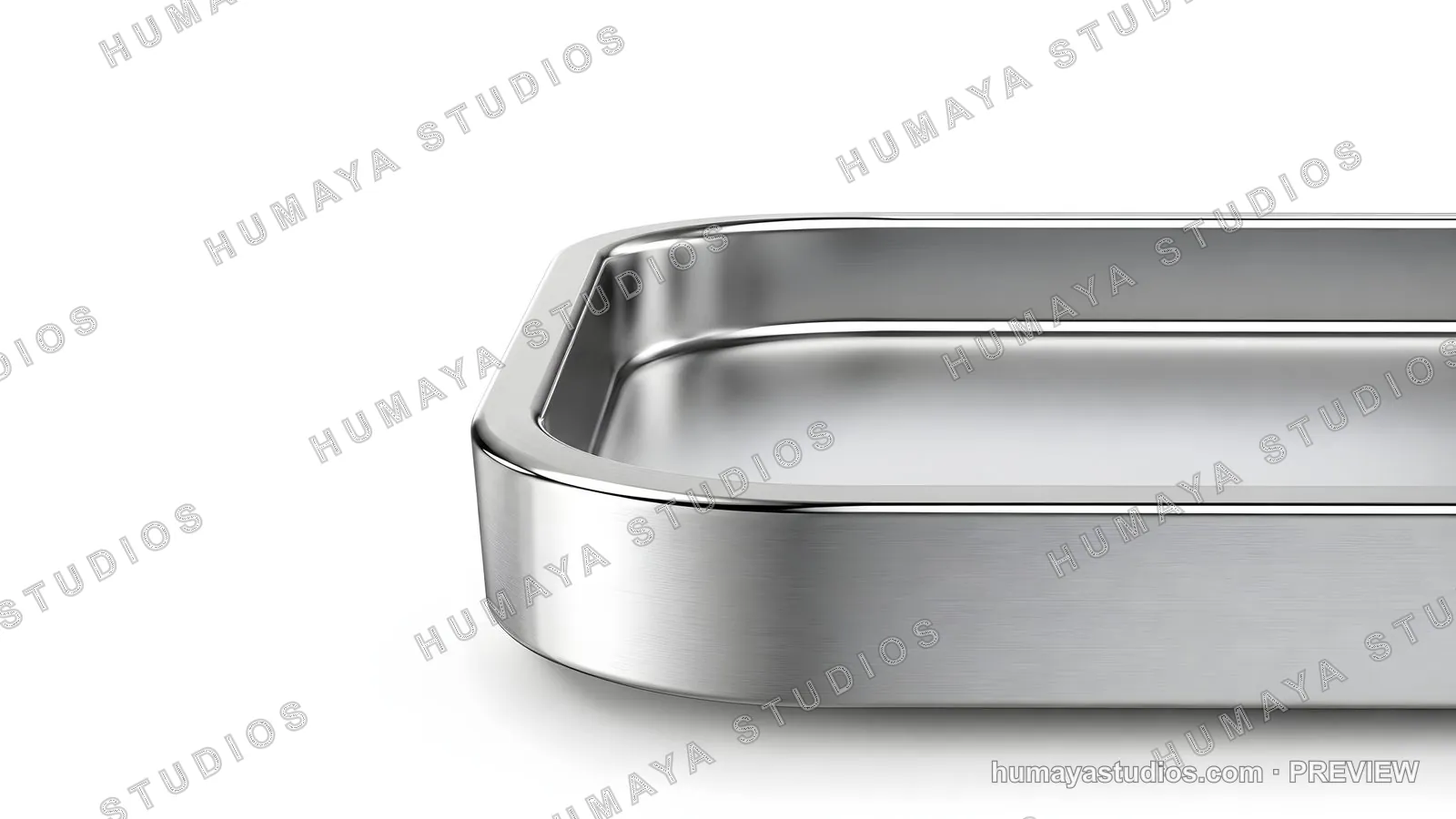 Metal Serving Tray Close Up Isolated on White Background